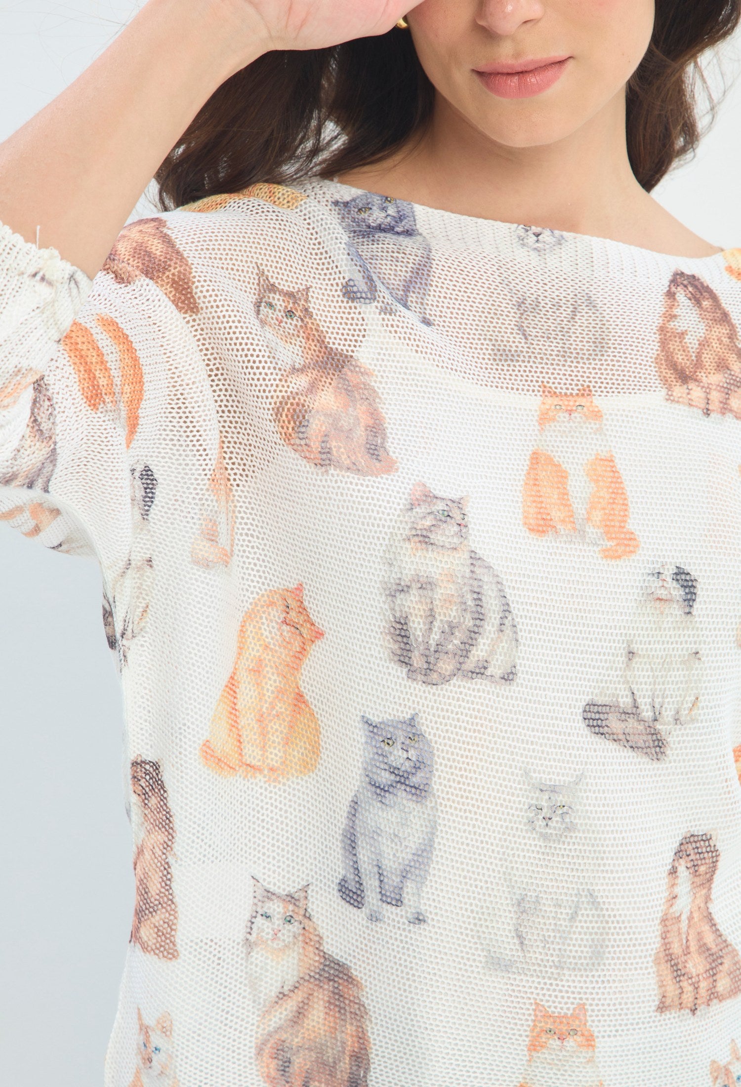 Blusa Tejida Perritos y Gatos blanco crudo sale BYBLA