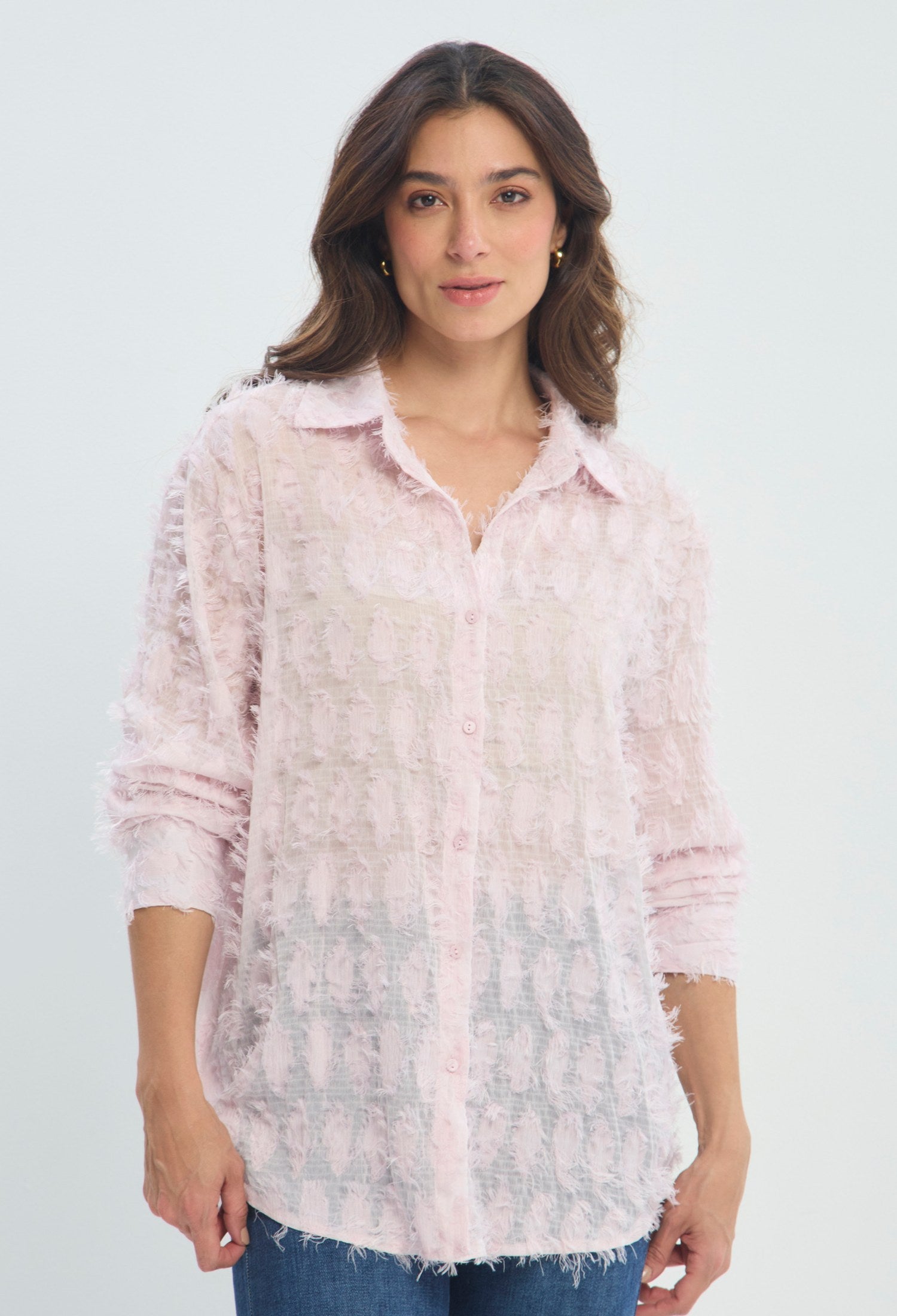 Blusa Textura Deshilachada rosa palo sale BYBLA