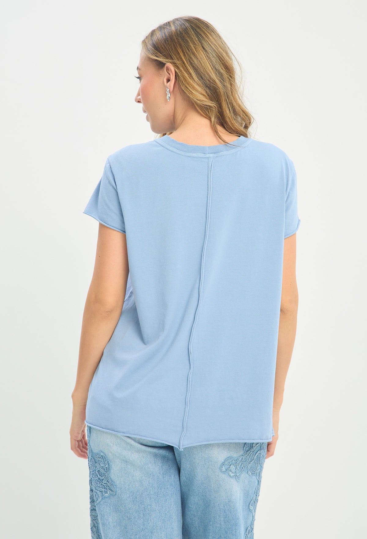Camiseta Algodón Cuello Redondo Azul Cielo BYBLA - vista 3