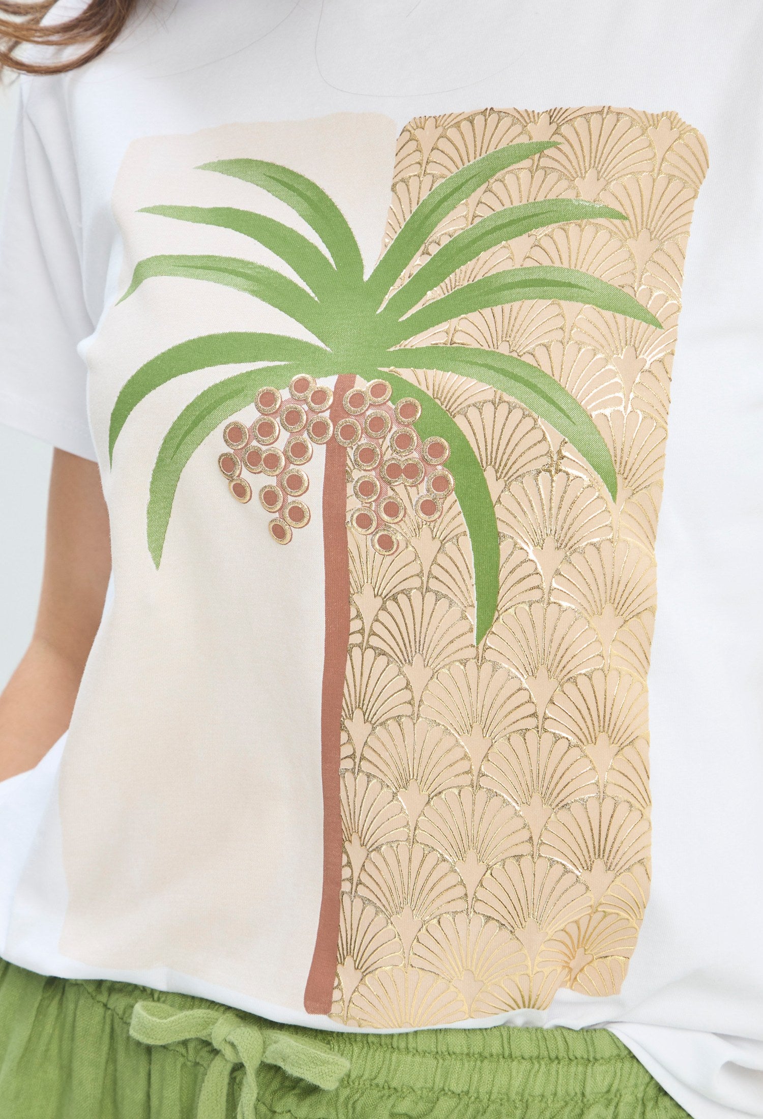 Camiseta Estampado Palmera Dorada blanco BYBLA - vista 4