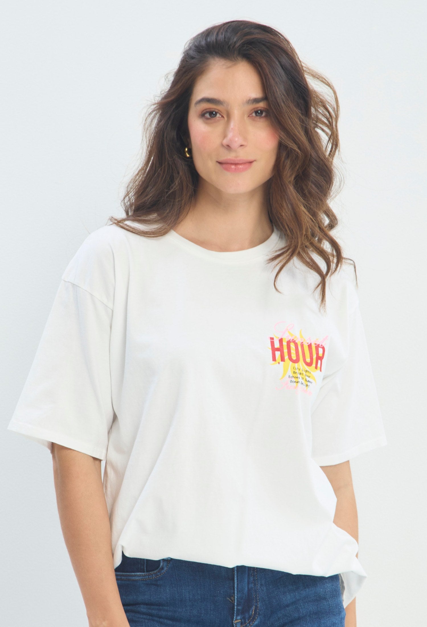 Camiseta Oversize Estampado Gráfico blanco sale BYBLA