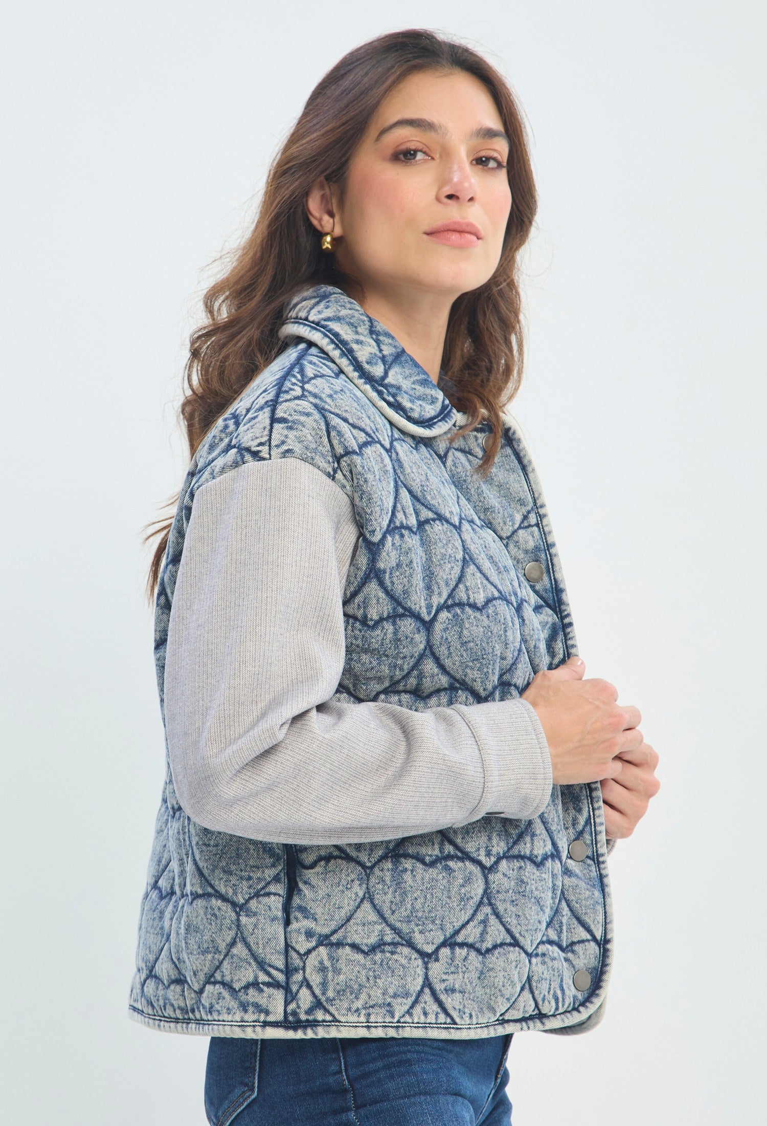 Chaqueta Acolchada Corazones azul jean sale BYBLA - vista 2