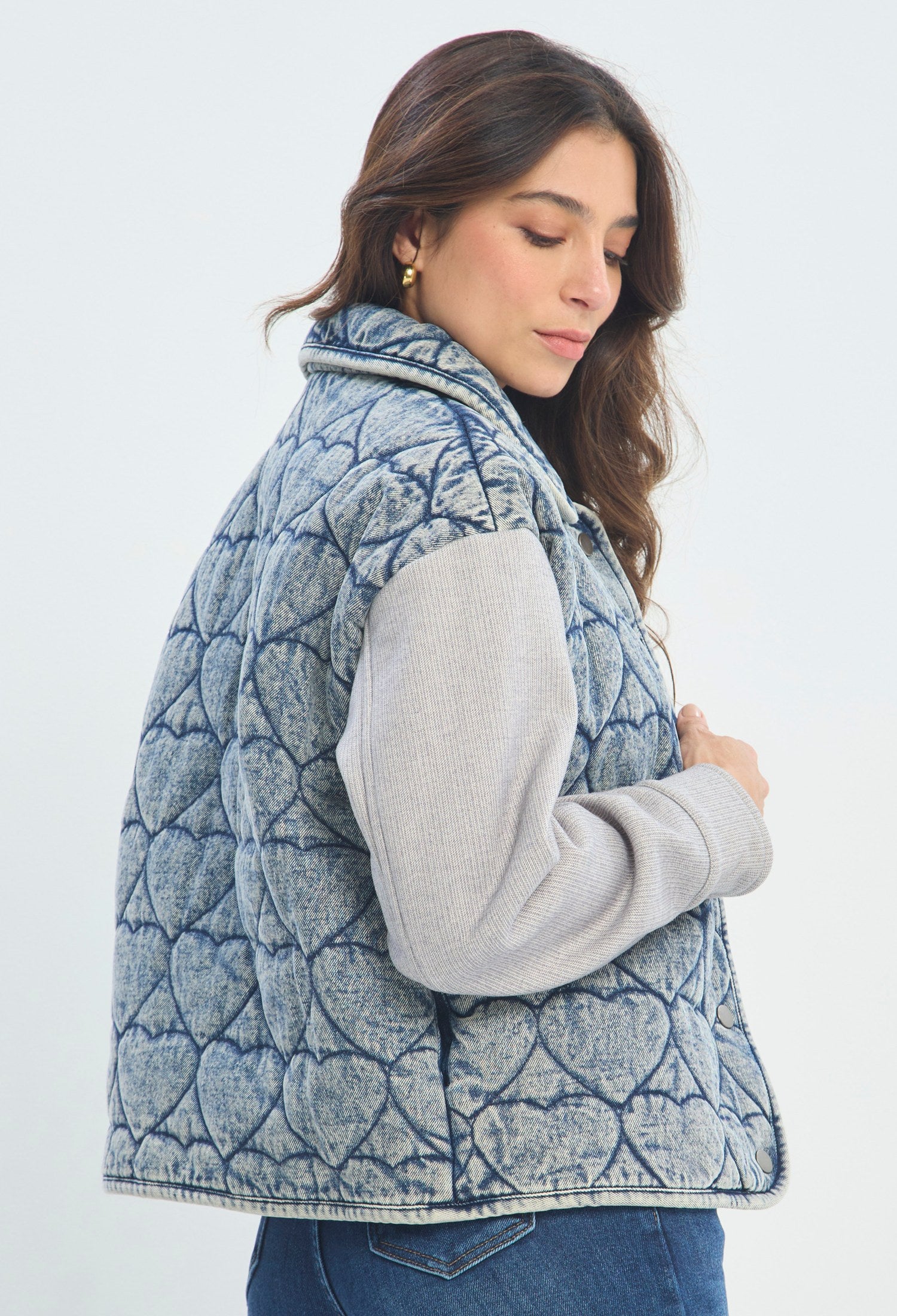 Chaqueta Acolchada Corazones azul jean sale BYBLA - vista 3