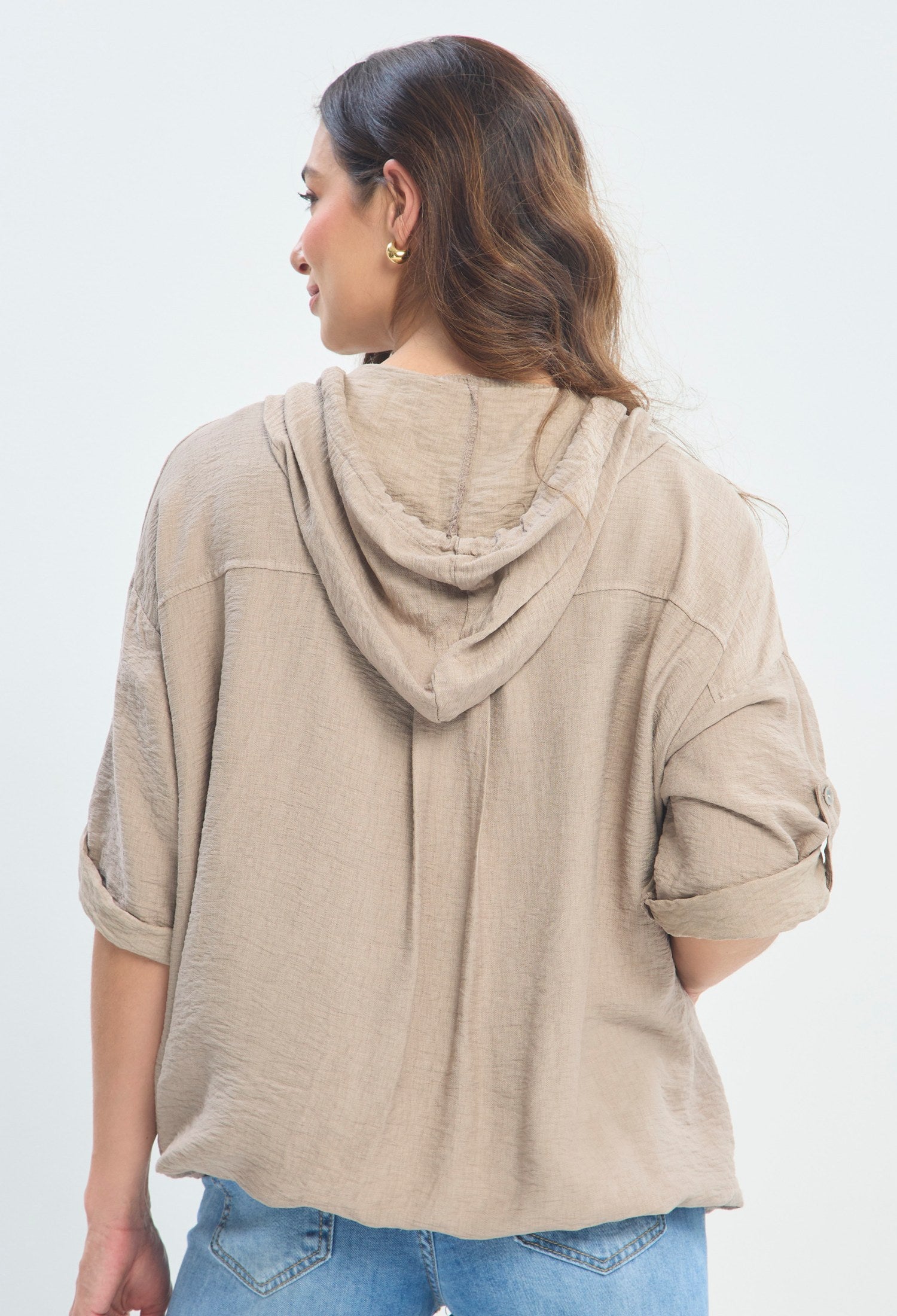 Chaqueta Capota Cordón marrón topo BYBLA - vista 4