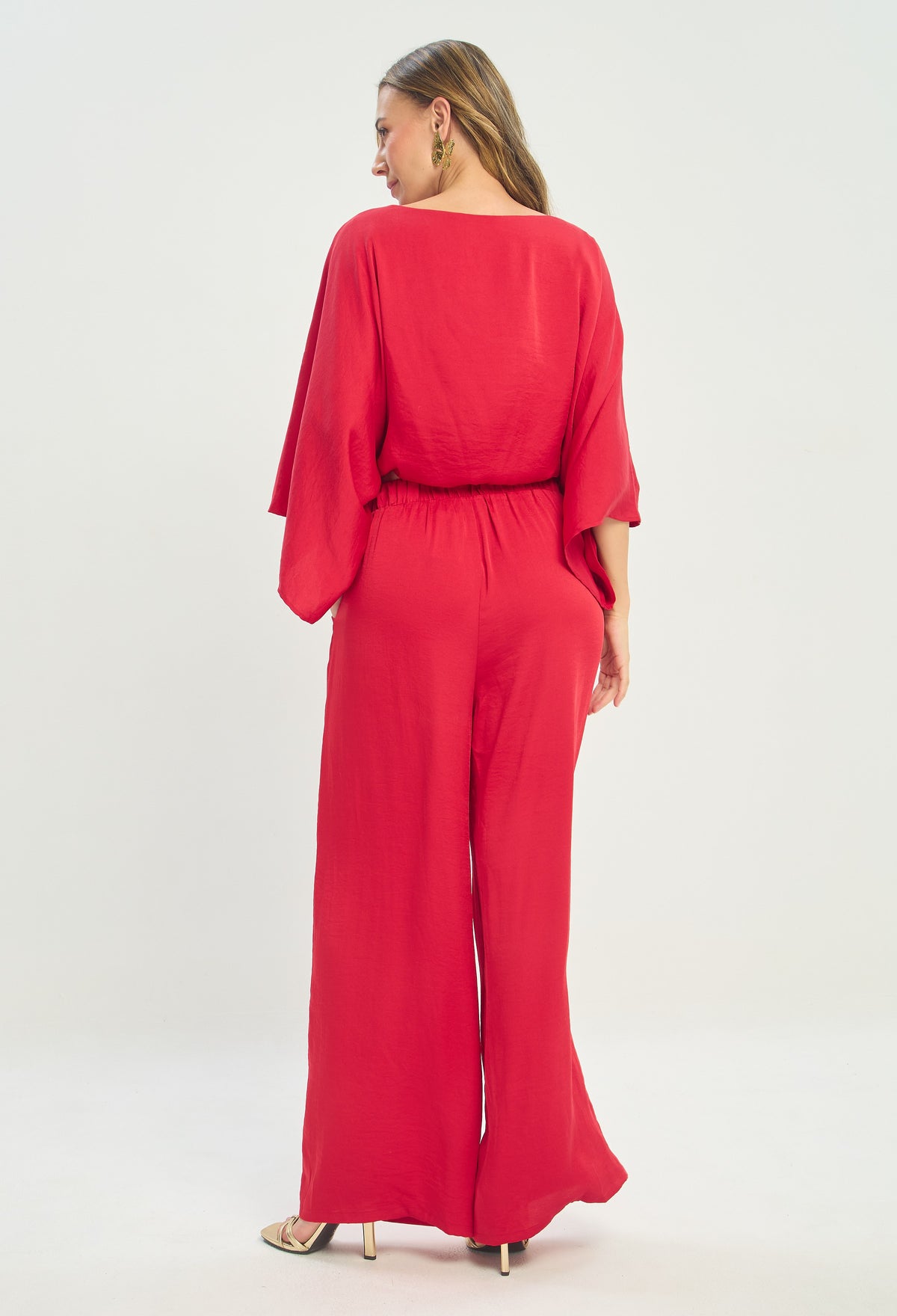 Conjunto Blusa Mangas Kimono y Pantalón Ancho Rojo BYBLA - vista 3