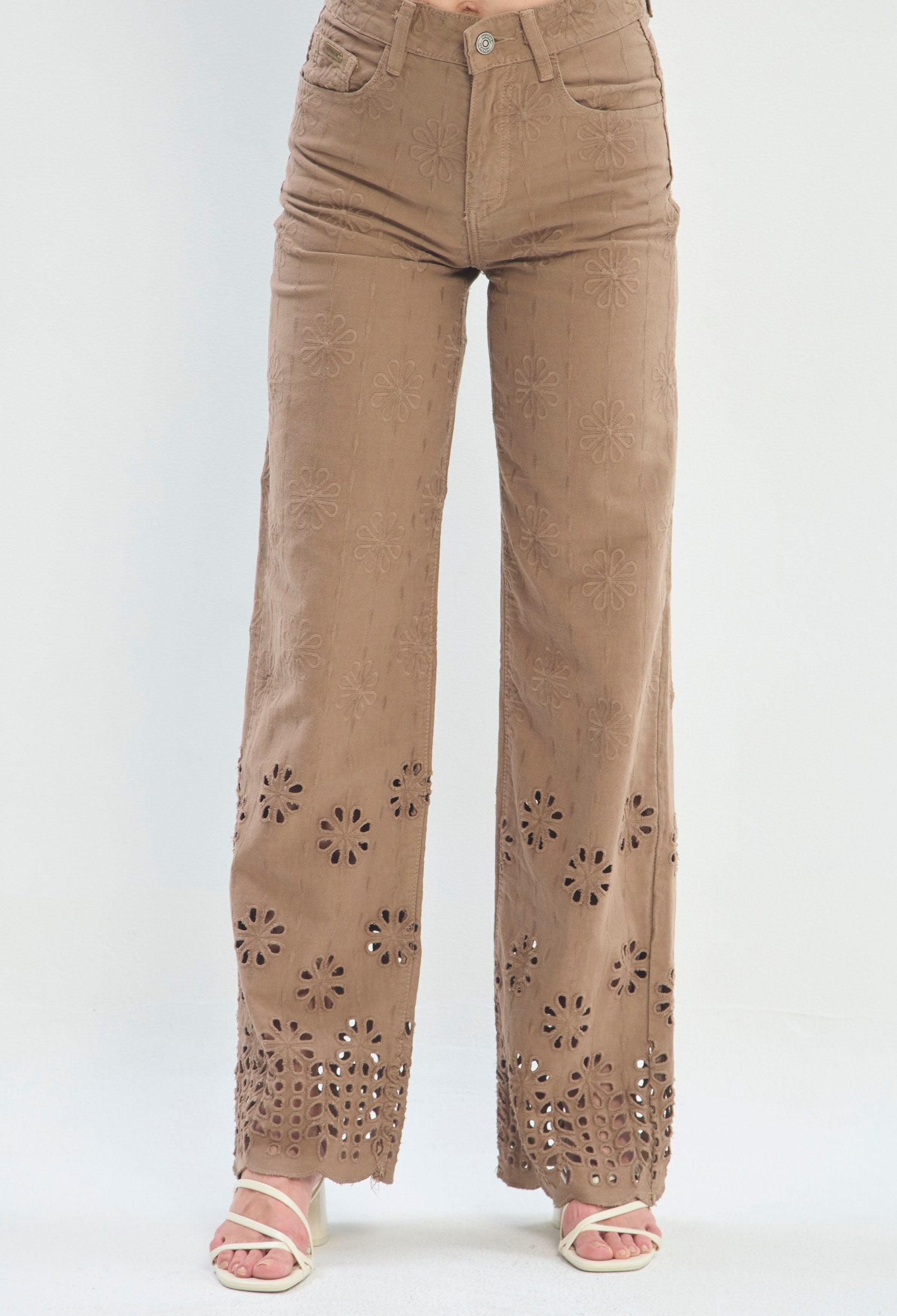 Pantalón Ancho Calado Floral kaki BYBLA - vista 2