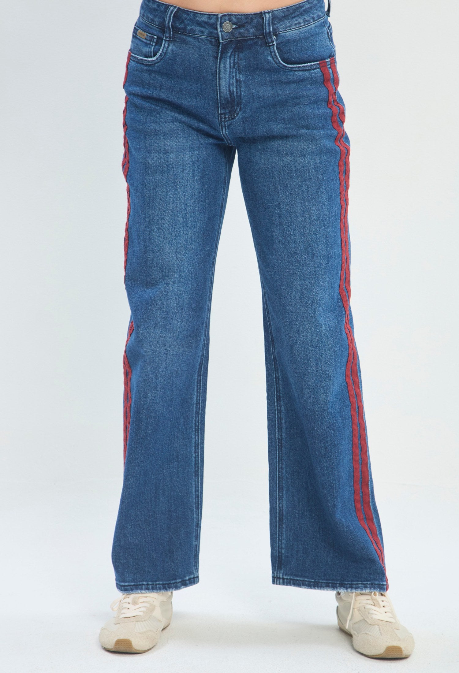 Pantalón Ancho Franja Lateral azul denim medio sale BYBLA - vista 2