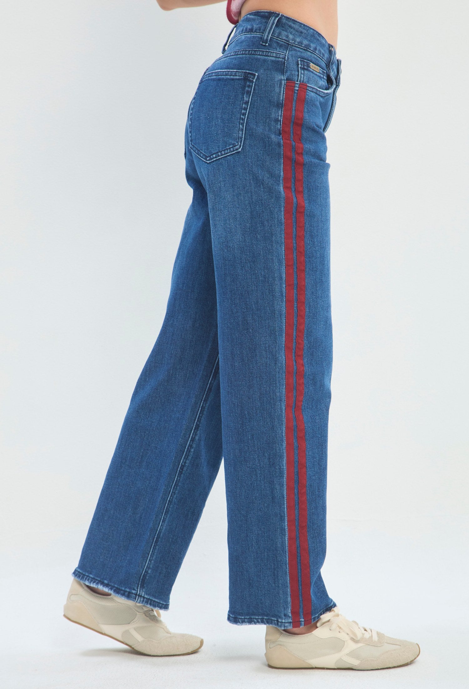 Pantalón Ancho Franja Lateral azul denim medio sale BYBLA - vista 4