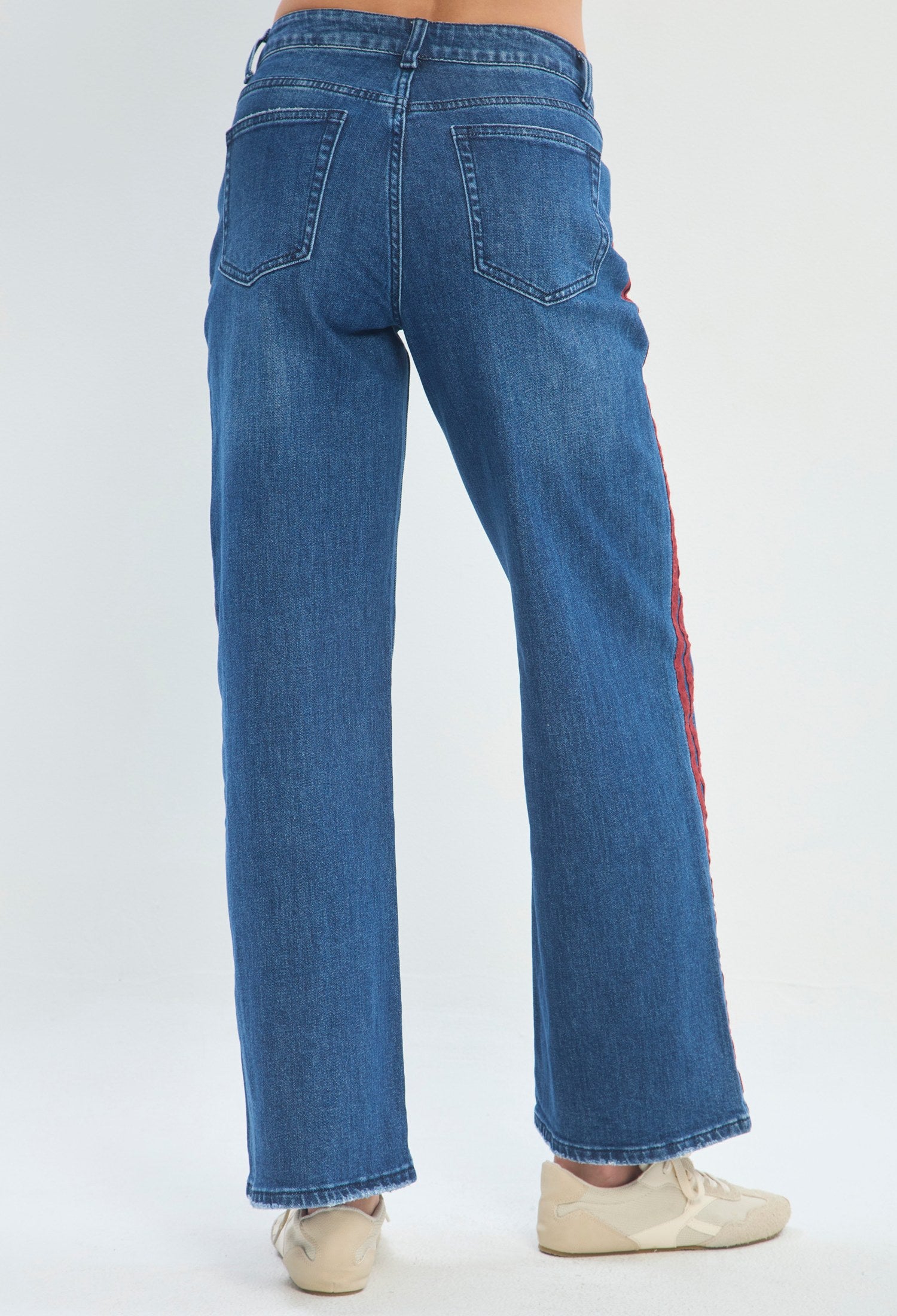 Pantalón Ancho Franja Lateral azul denim medio sale BYBLA - vista 5