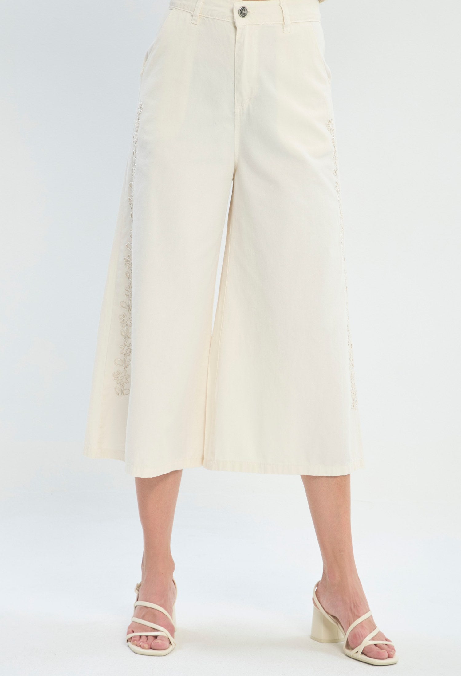 Pantalón Culotte Tiro Alto beige natural BYBLA - vista 2