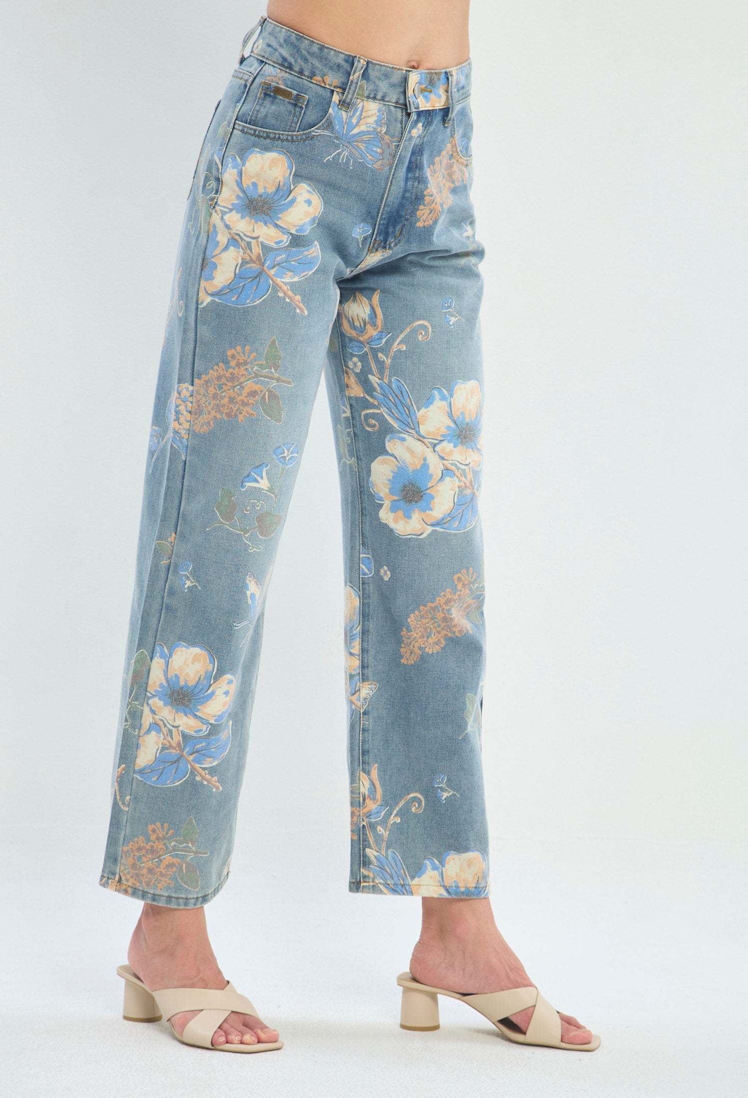 Pantalón Pierna Ancha Floral azul claro sale BYBLA - vista 3