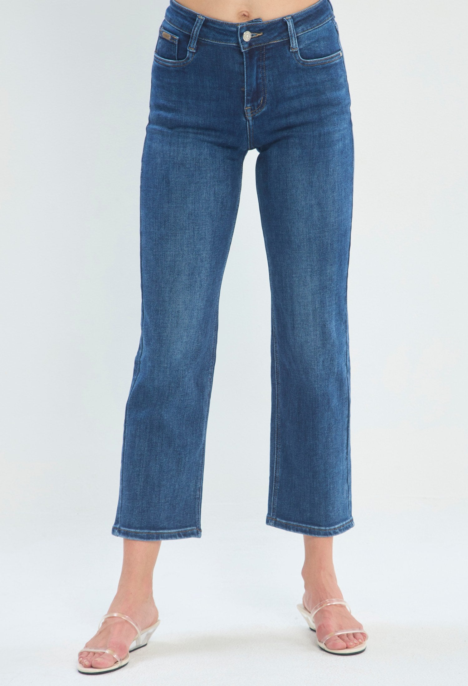 Pantalón Recto Lavado Oscuro azul oscuro sale BYBLA