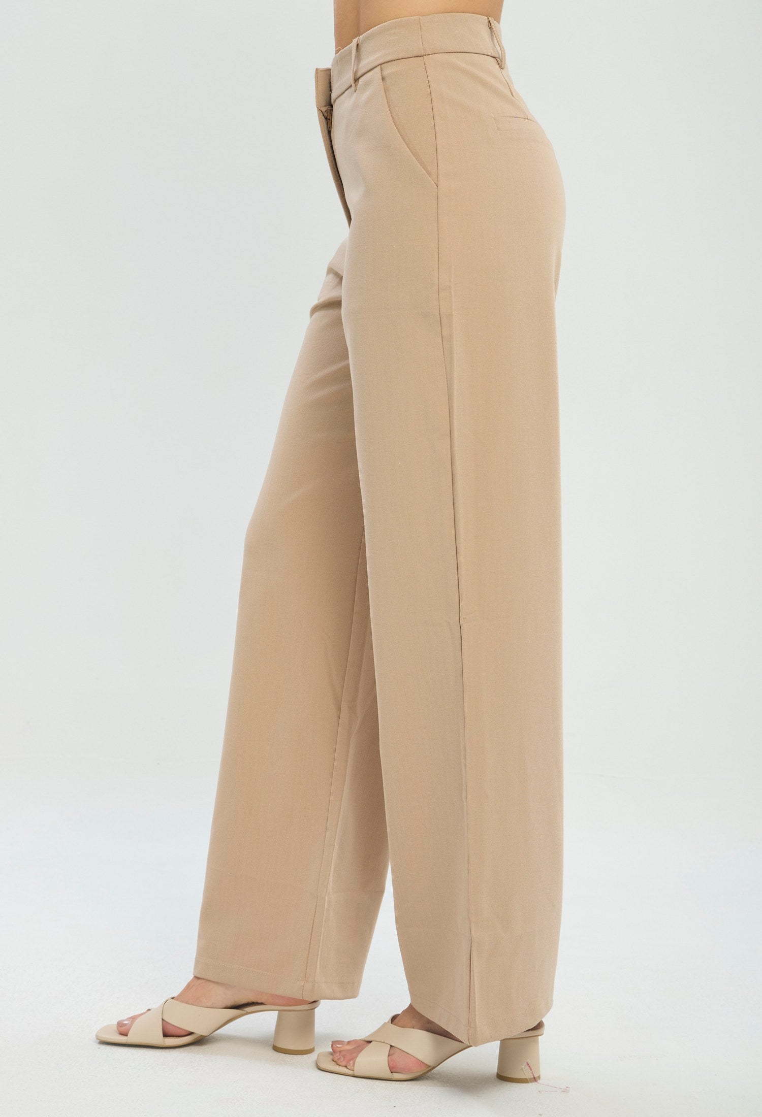 Pantalón sastre beige recto tiro alto BYBLA - vista 2