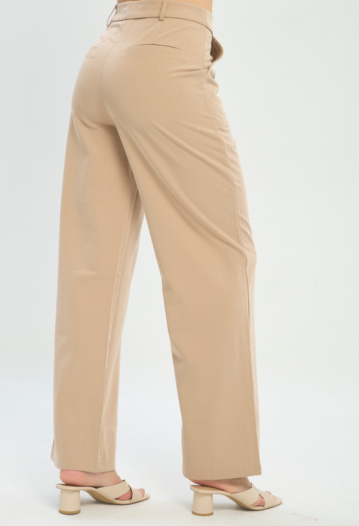 Pantalón sastre beige recto tiro alto BYBLA - vista 3