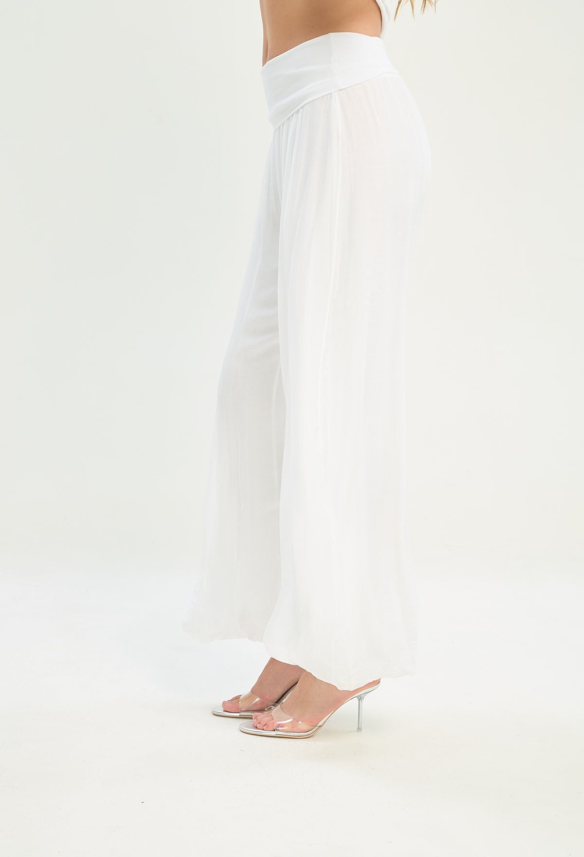 Pantalón Seda Pretina Ancha blanco BYBLA