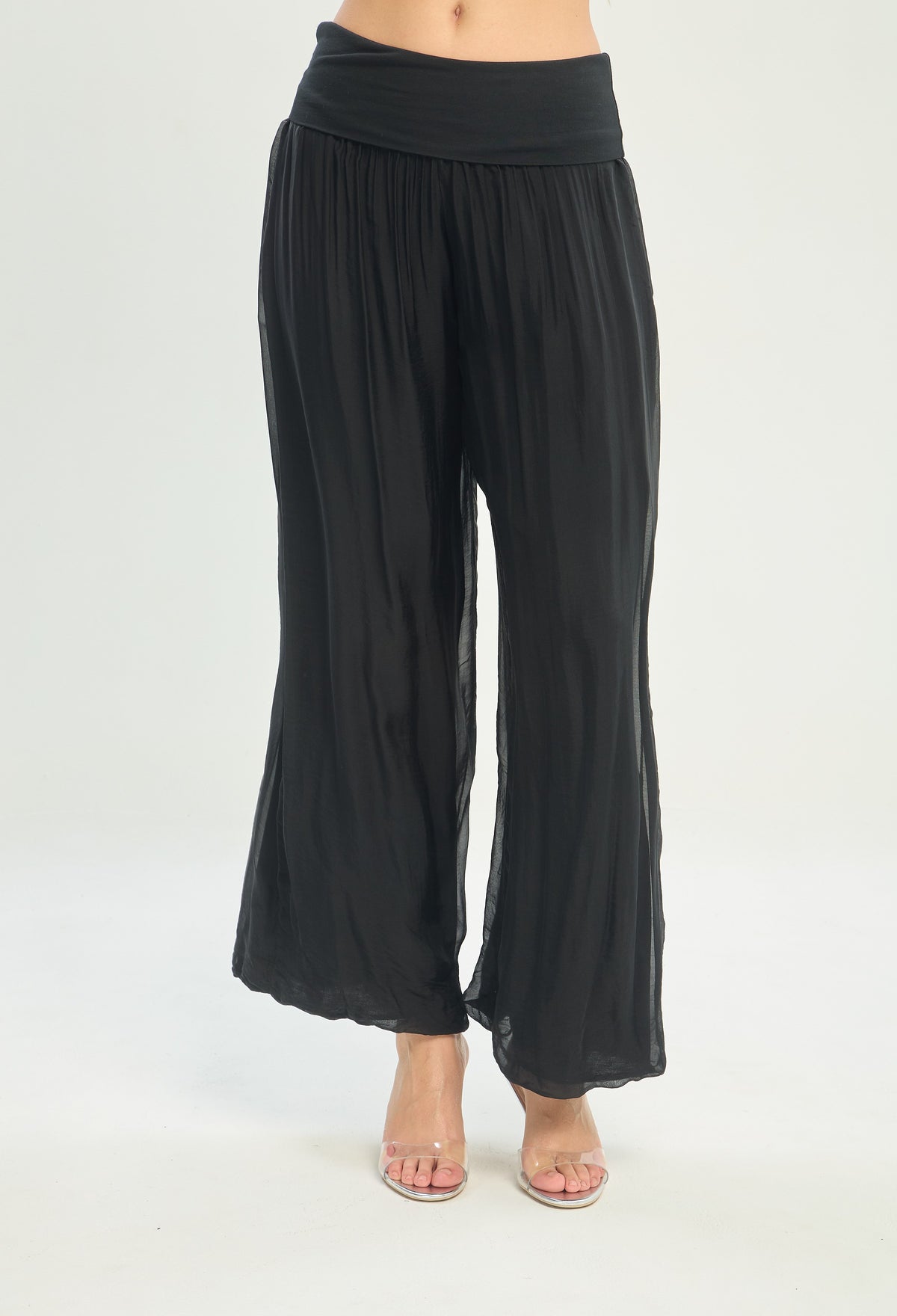 Pantalón Seda Pretina Ancha negro BYBLA