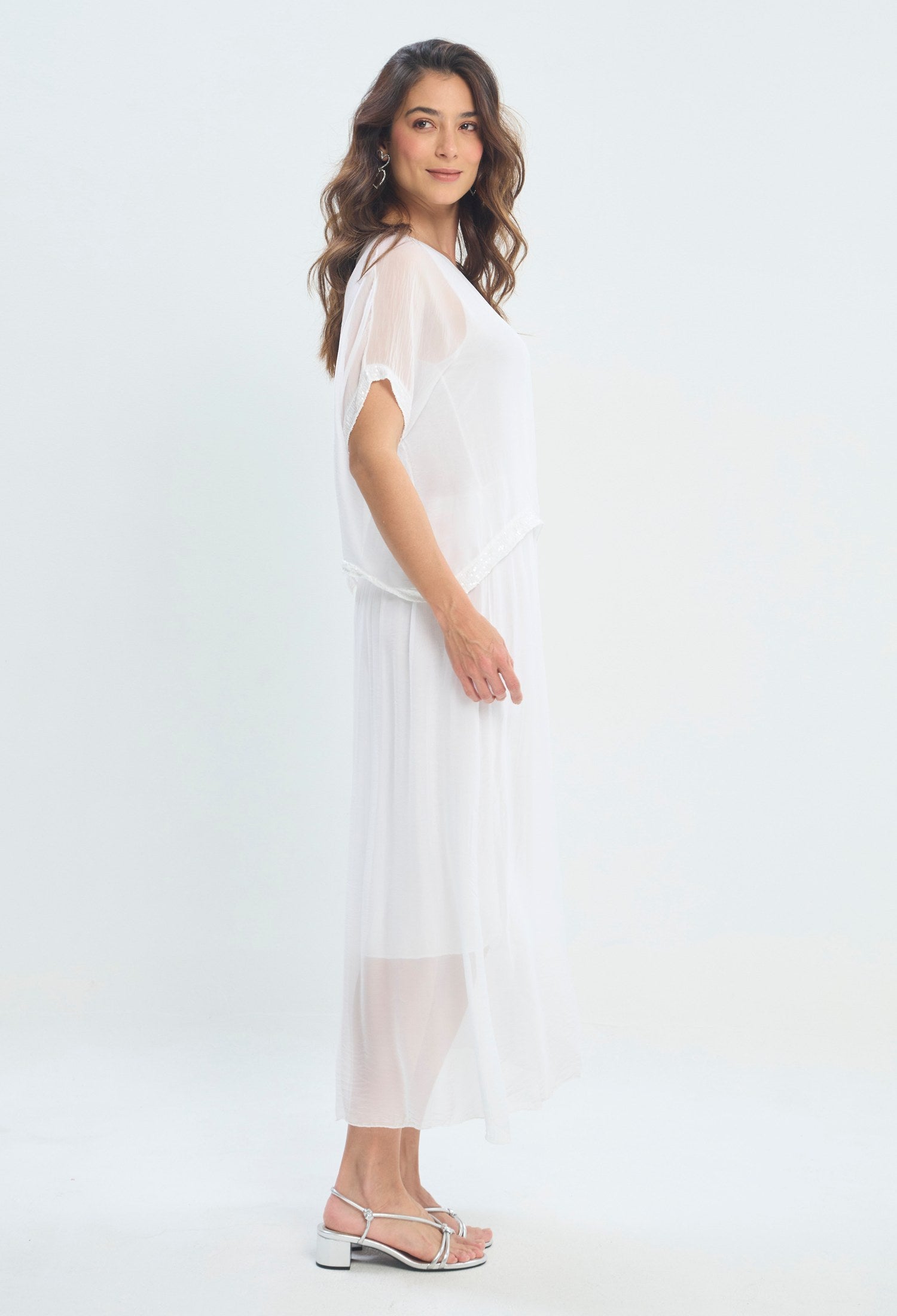 Vestido Blusón Manga Capa blanco BYBLA - vista 2