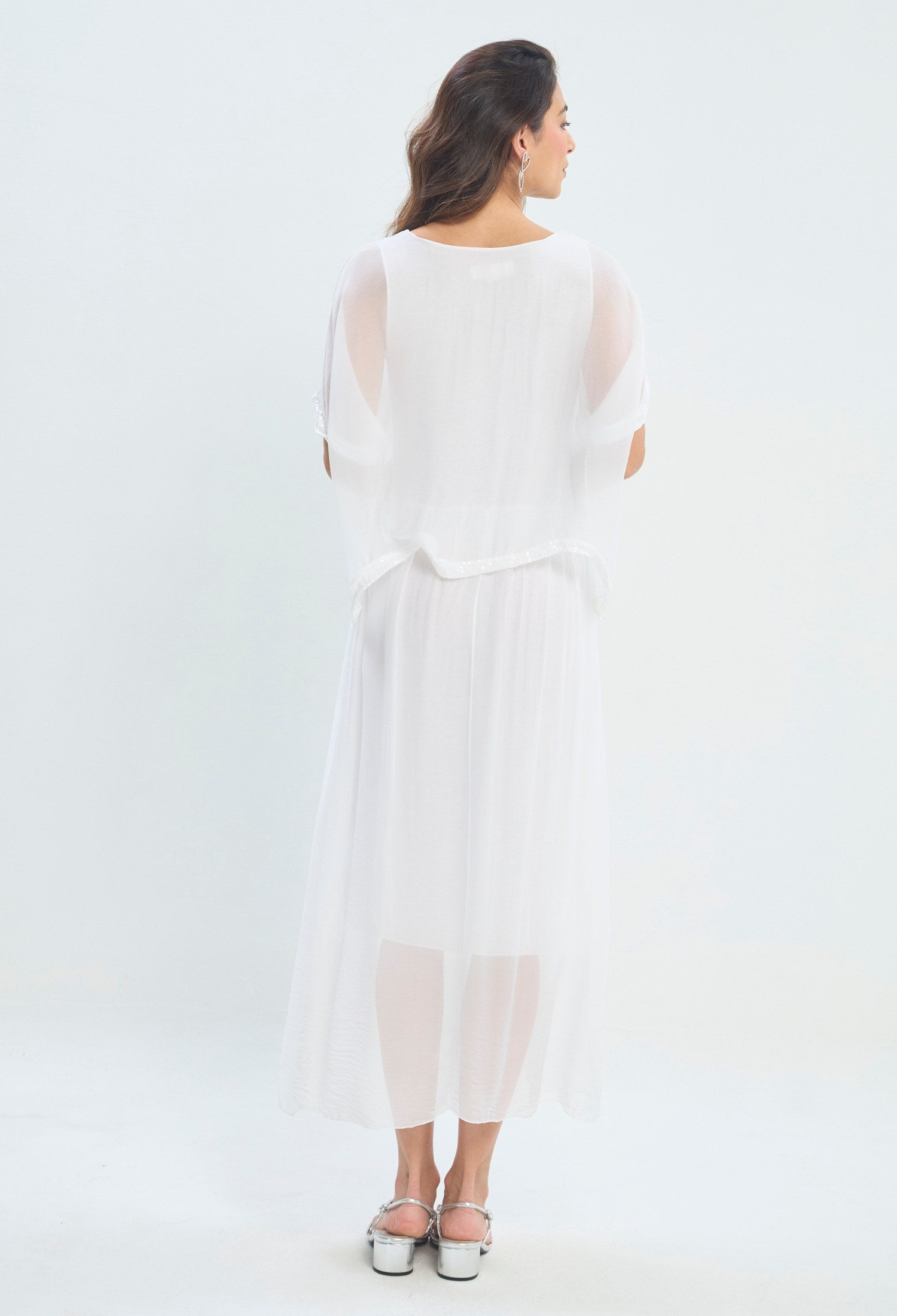 Vestido Blusón Manga Capa blanco BYBLA - vista 3