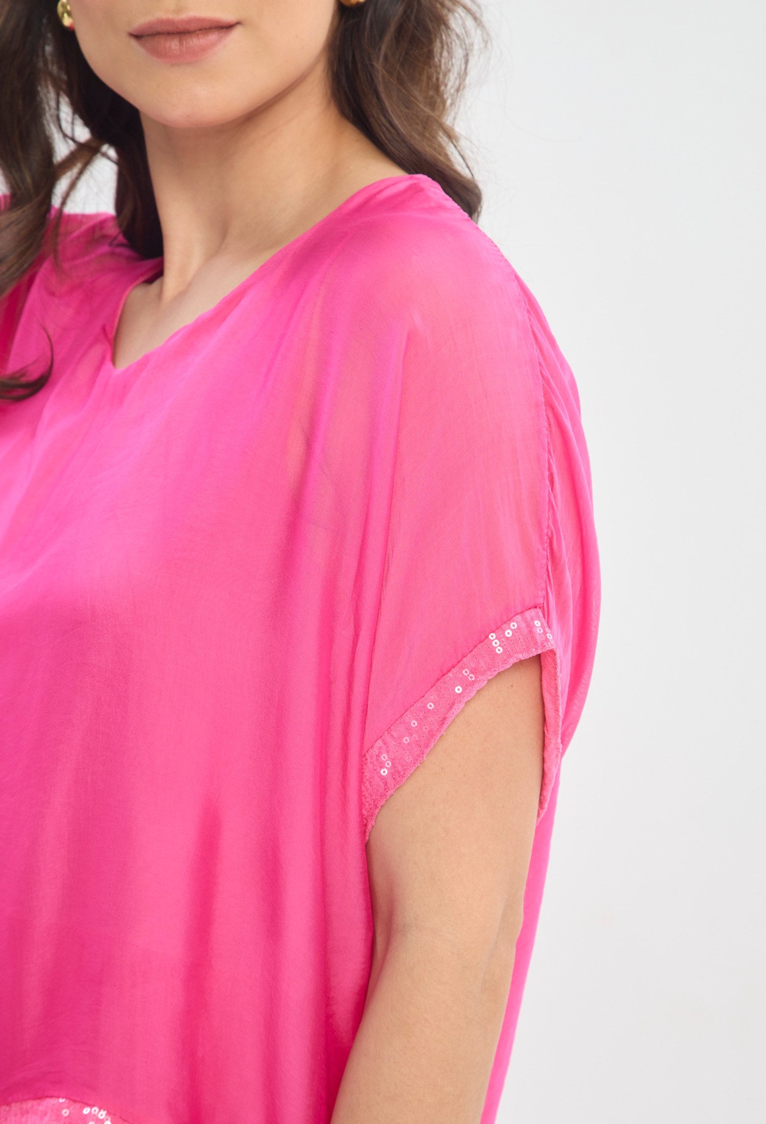 Vestido Blusón Manga Capa fucsia BYBLA
