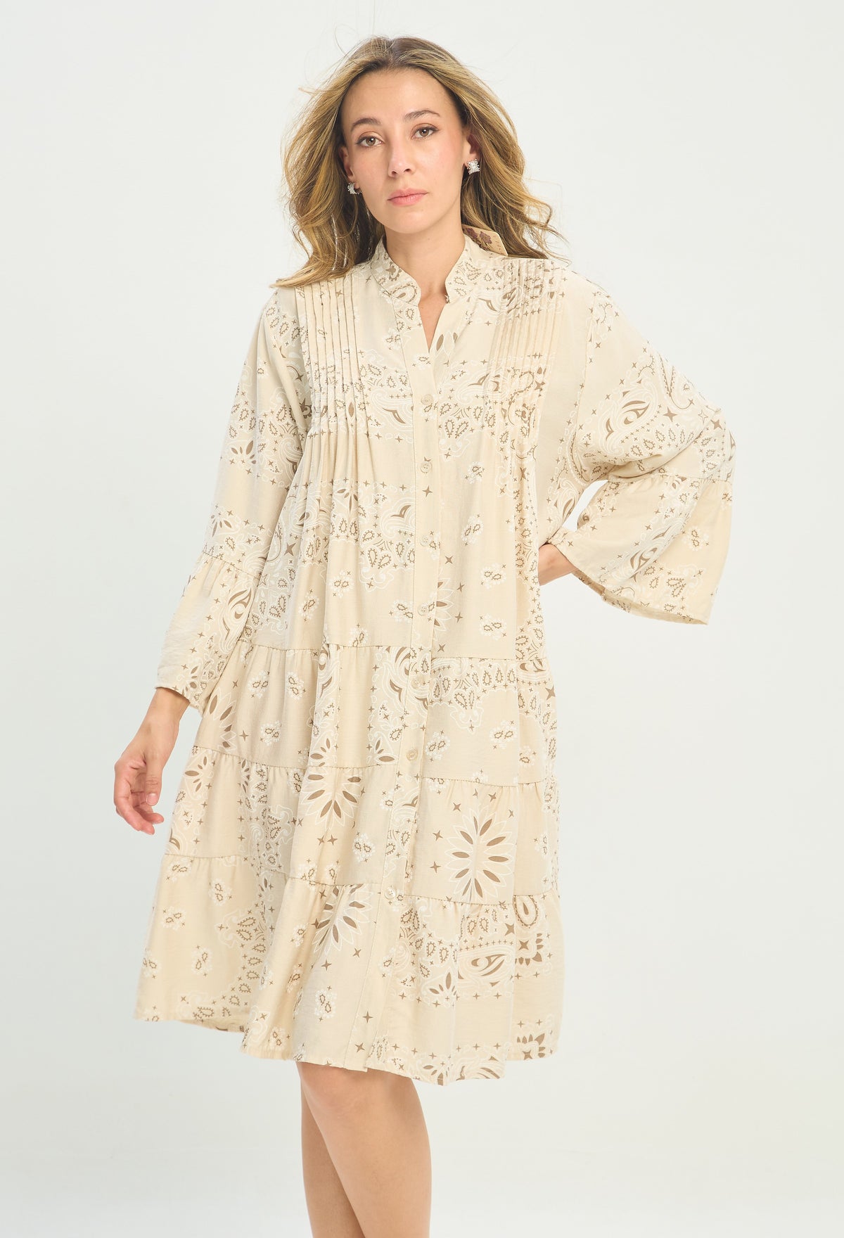 Vestido Estampado Paisley Beige BYBLA - vista 5