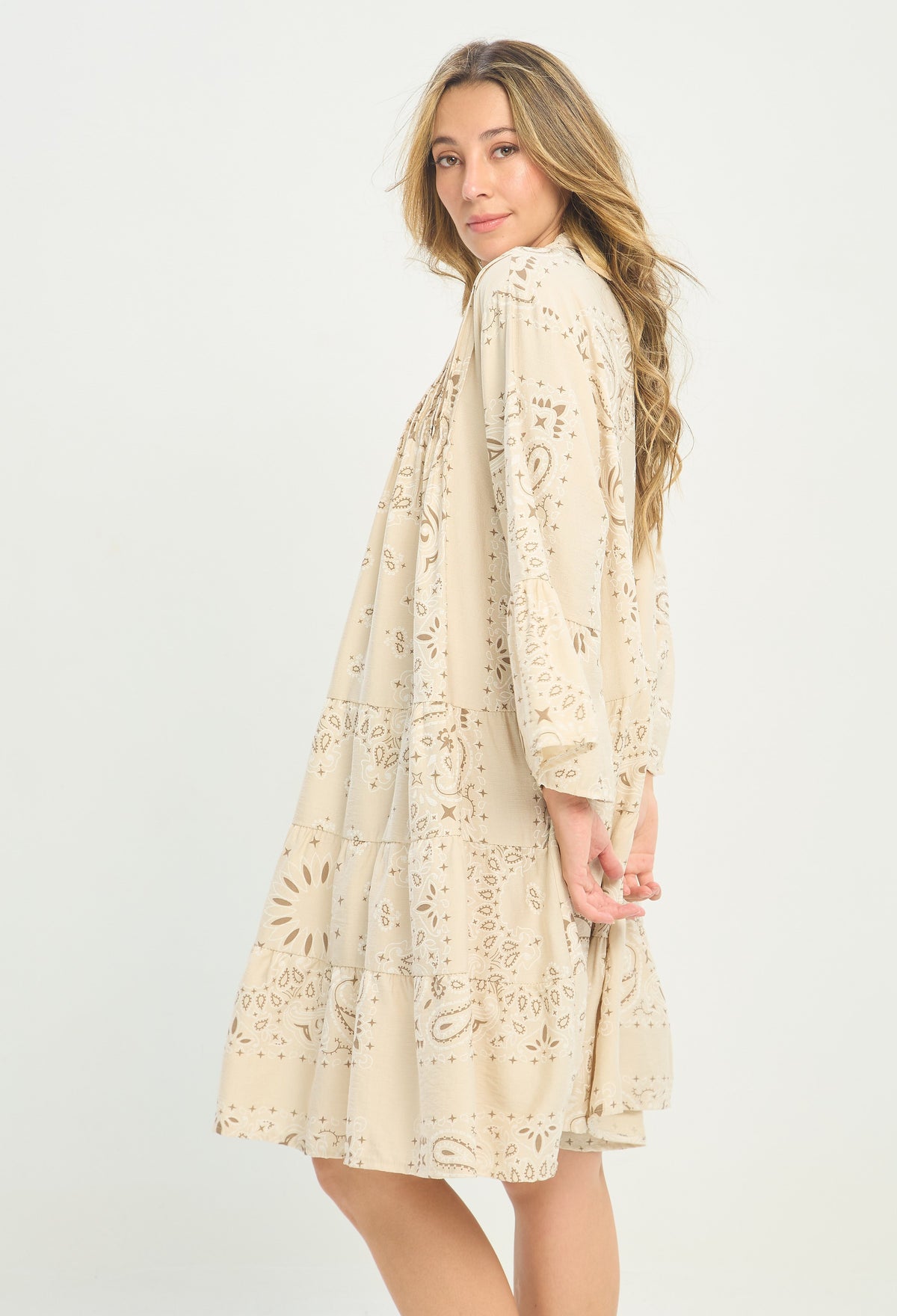 Vestido Estampado Paisley Beige BYBLA - vista 6