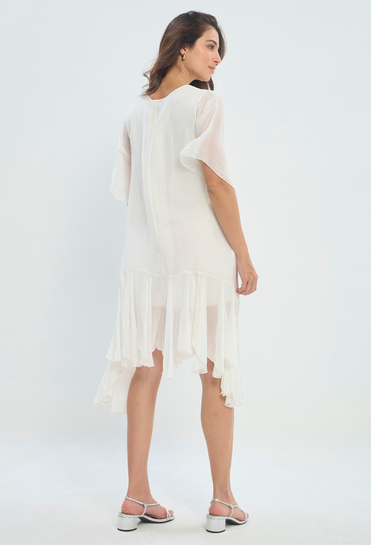 Vestido Largo Fluido Asimétrico beige hueso sale BYBLA
