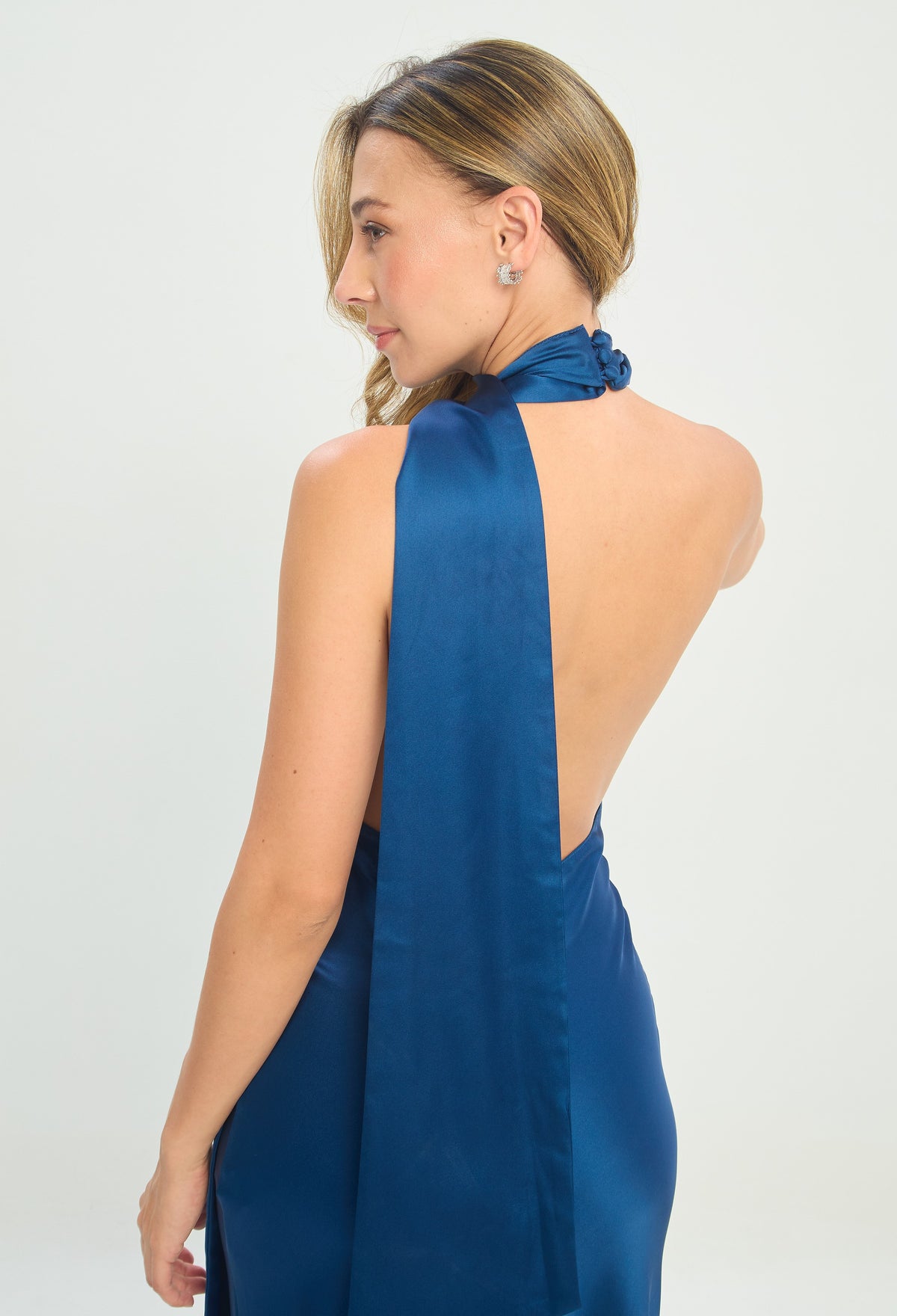 Vestido Largo con Bufanda Azul Petróleo BYBLA - vista 5
