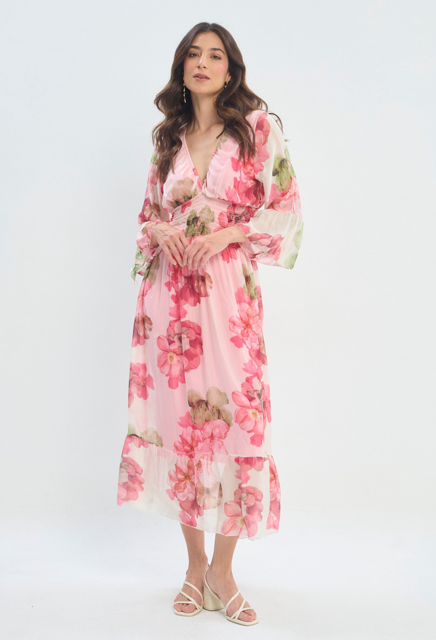 Vestido Largo Estampado Romántico rosa floral BYBLA - vista 2