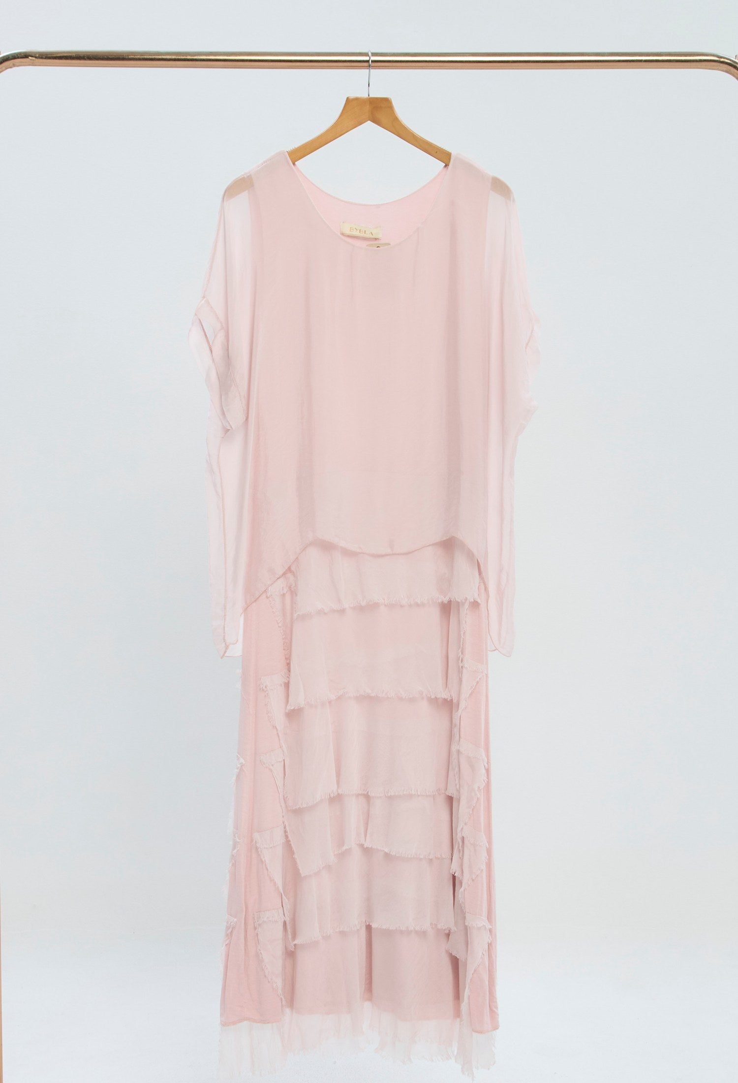 Vestido Largo Kaftán Satinado rosa palo BYBLA