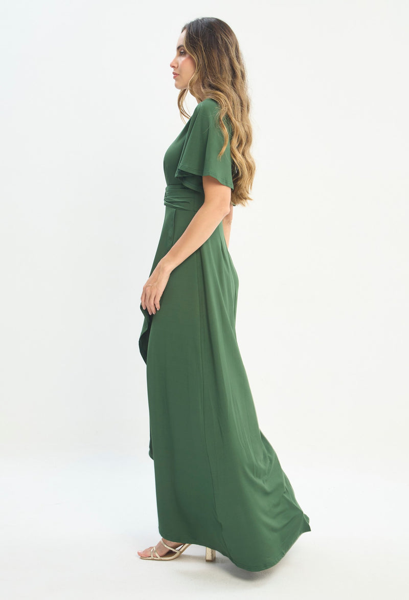 Mujer luciendo vestido verde BYBLA - Mangas Mariposa - vista 2