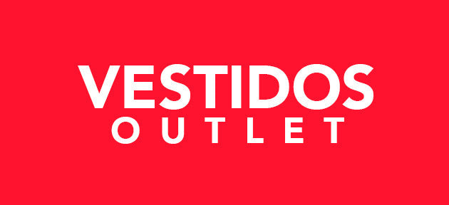 Vestidos sale banner with bold text and red line on light background