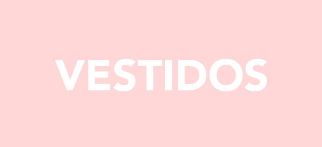 Text VESTIDOS on light blue background, category banner for women's dresses