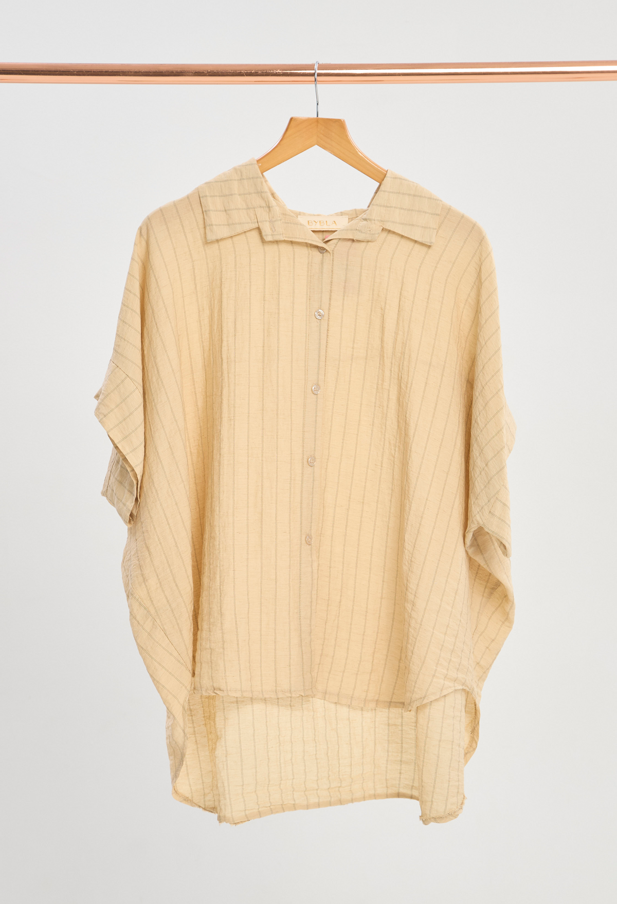 Blusa Manga Corta Beige a Rayas BYBLA