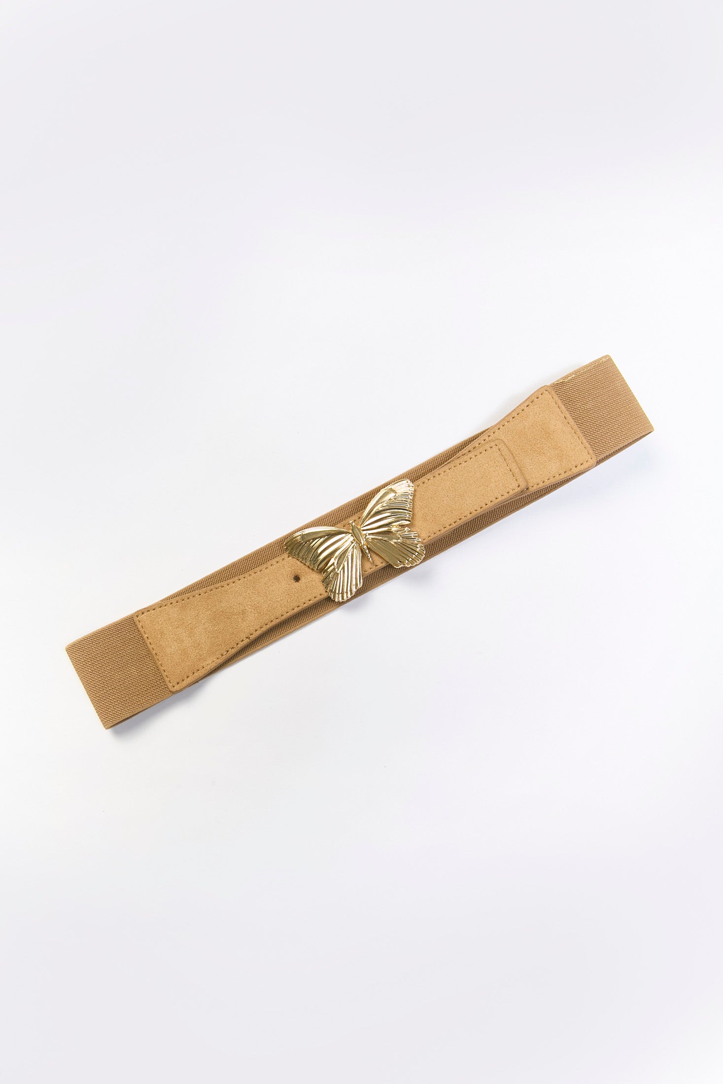 Cinturón caqui con hebilla mariposa - MARRONES