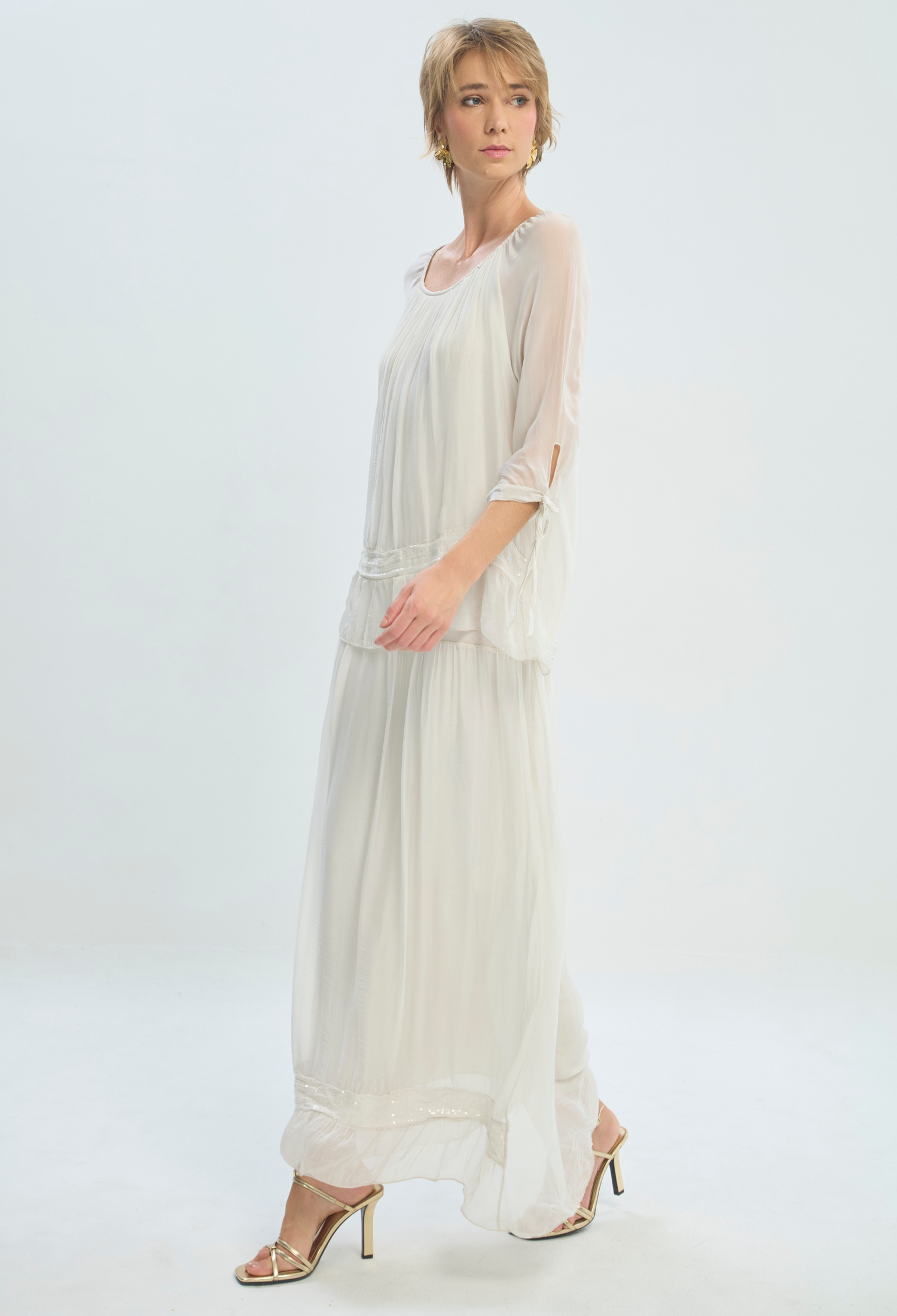 Vestido Largo Beige en Viscosa y Seda BYBLA - vista 2