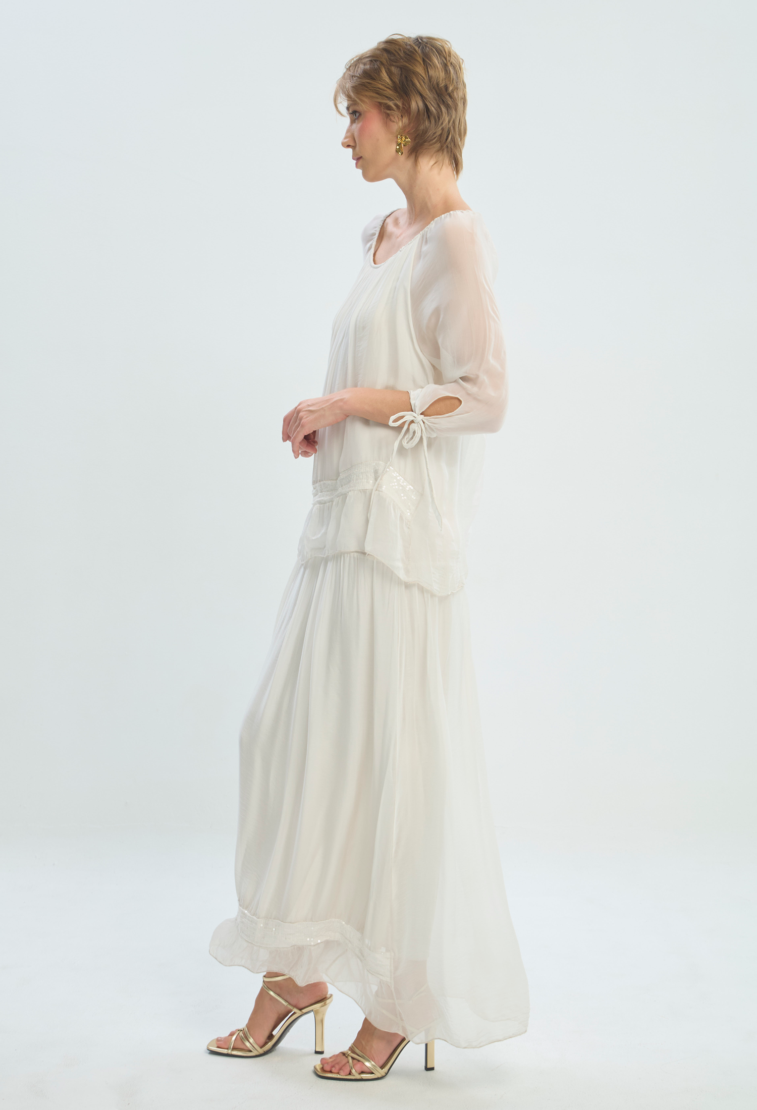 Vestido Largo Beige en Viscosa y Seda BYBLA - vista 4
