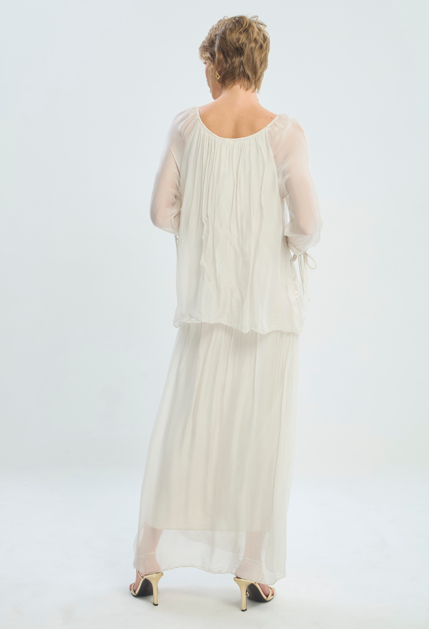 Vestido Largo Beige en Viscosa y Seda BYBLA - vista 5