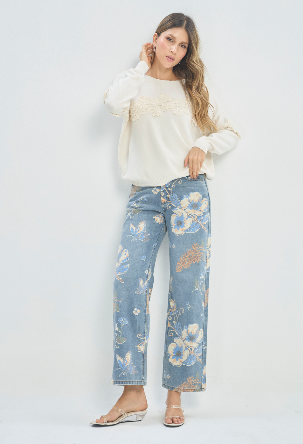 Jean Estampado de Flores BYBLA