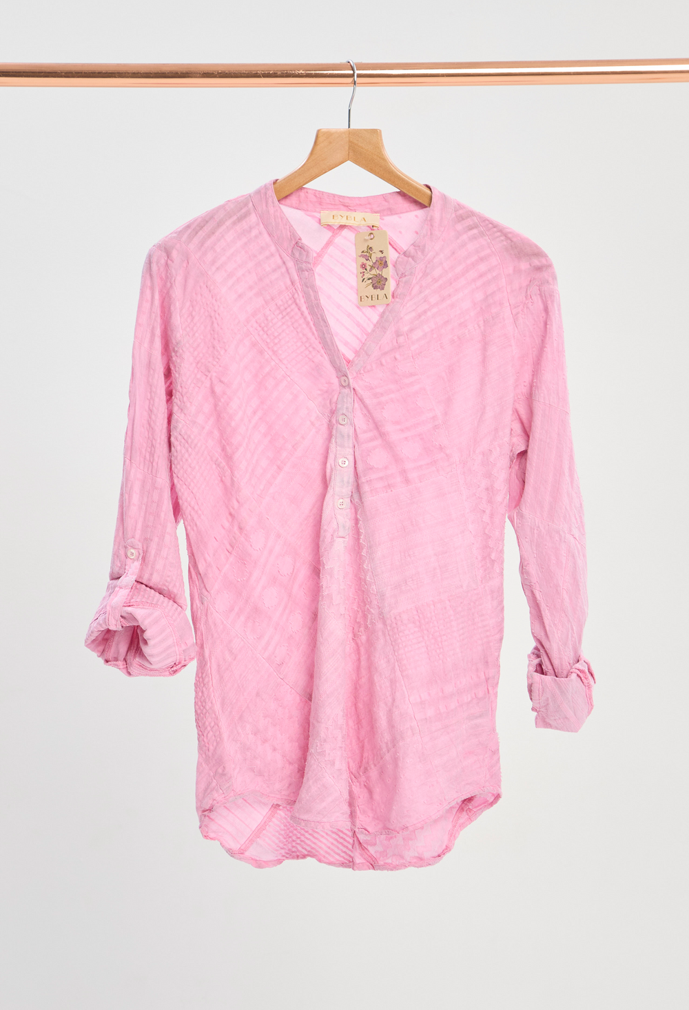 Blusa Manga Larga Texturizada Rosada BYBLA