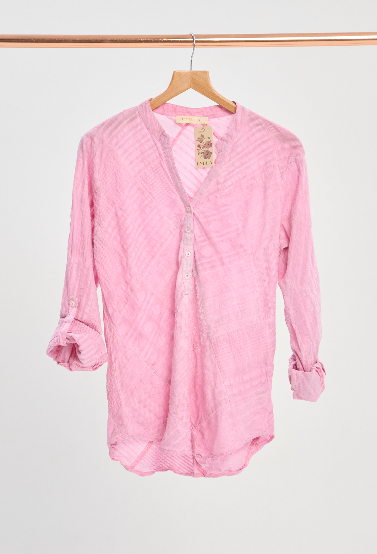 Blusa Manga Larga Texturizada Rosada BYBLA