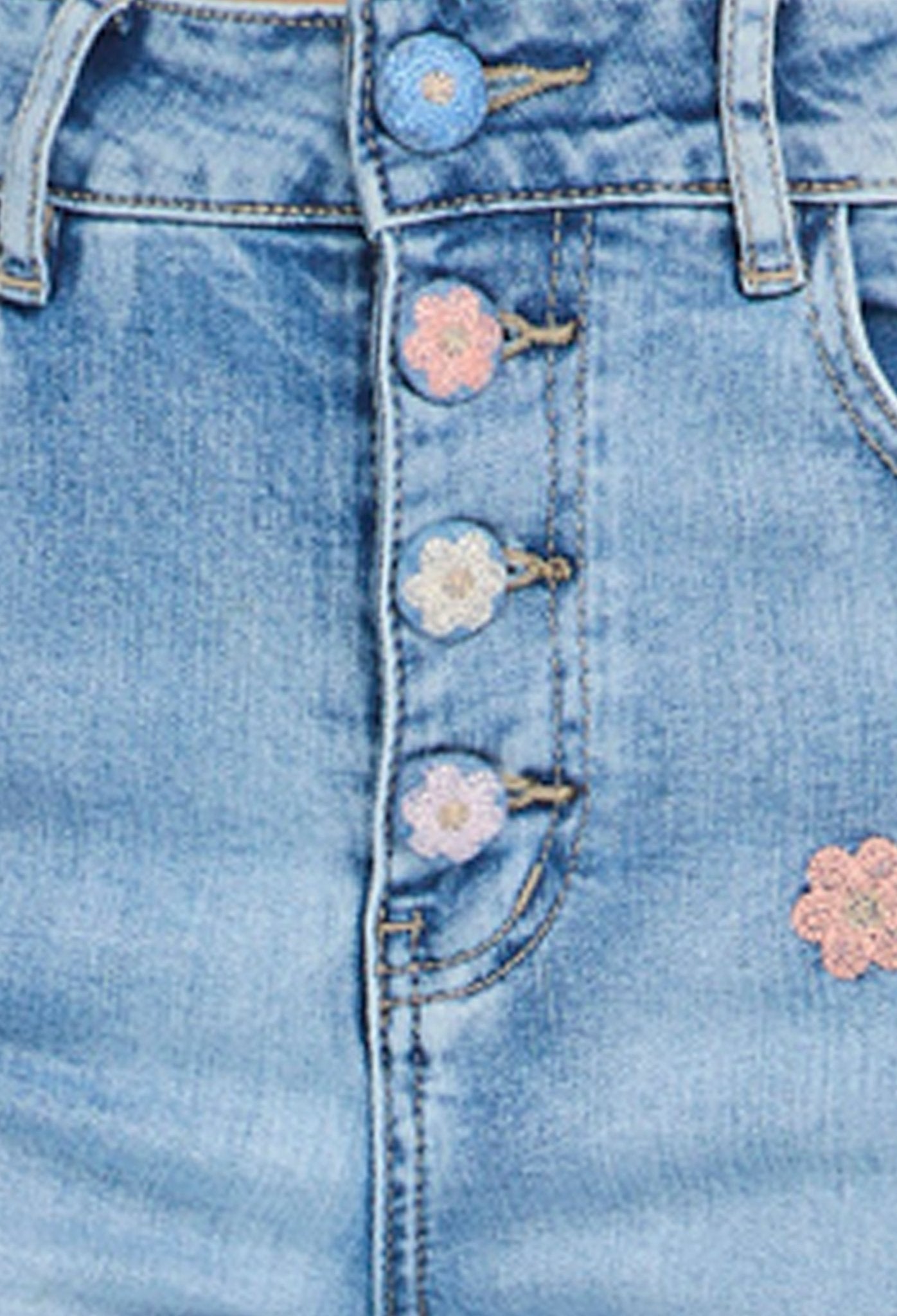 Jean Wide Leg Bordado Floral - Foto 2