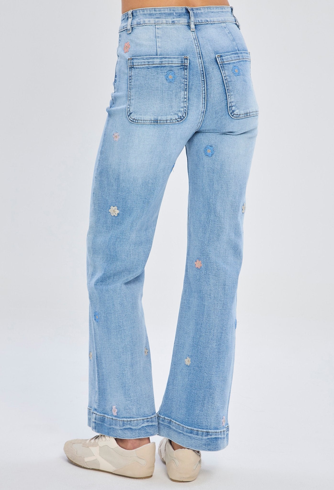 Jean Wide Leg Bordado Floral - Foto 4