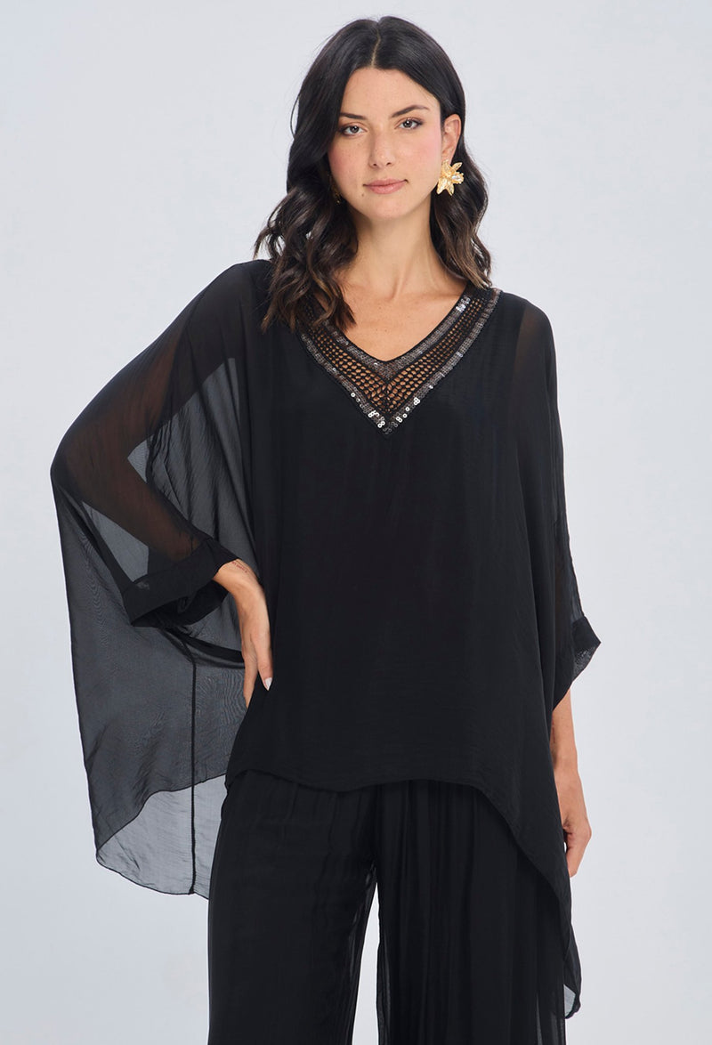 Blusa Lentejuelas Cuello V NEW