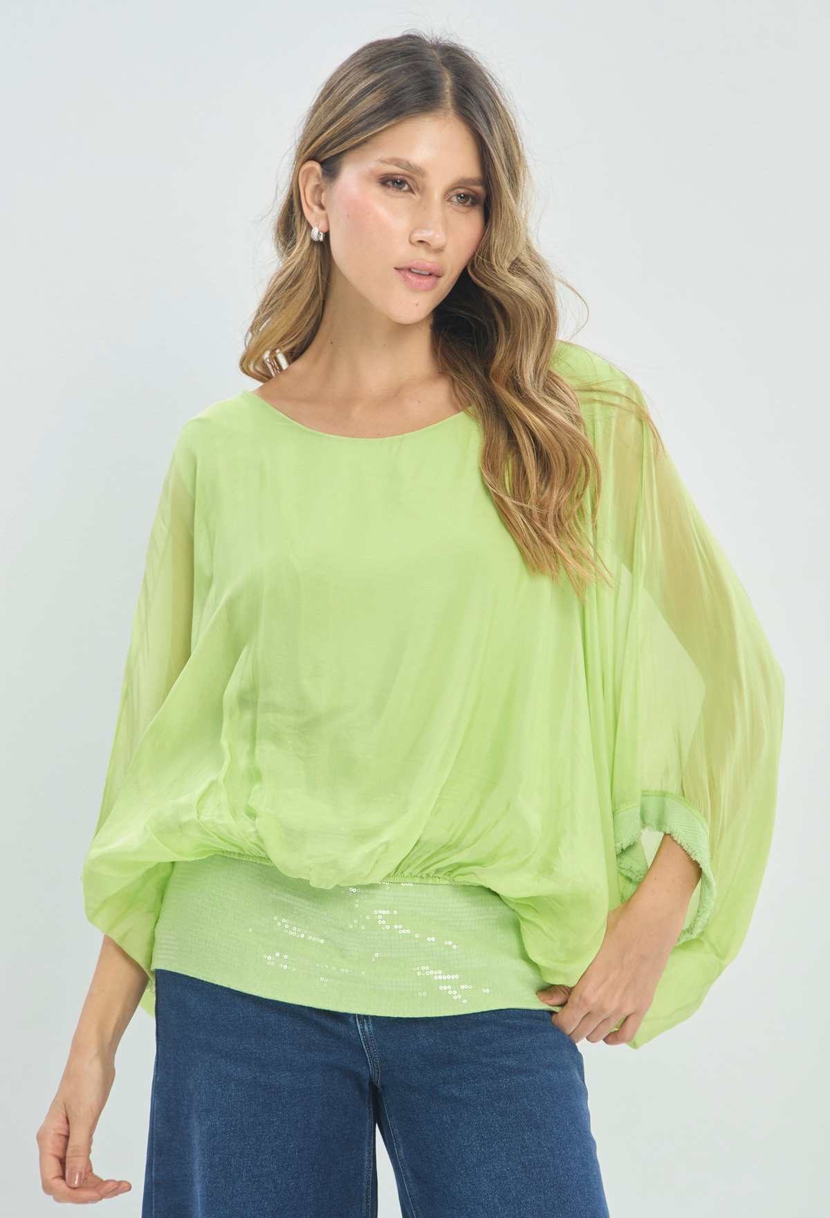 Blusa Manga 3/4 Verde Limón BYBLA
