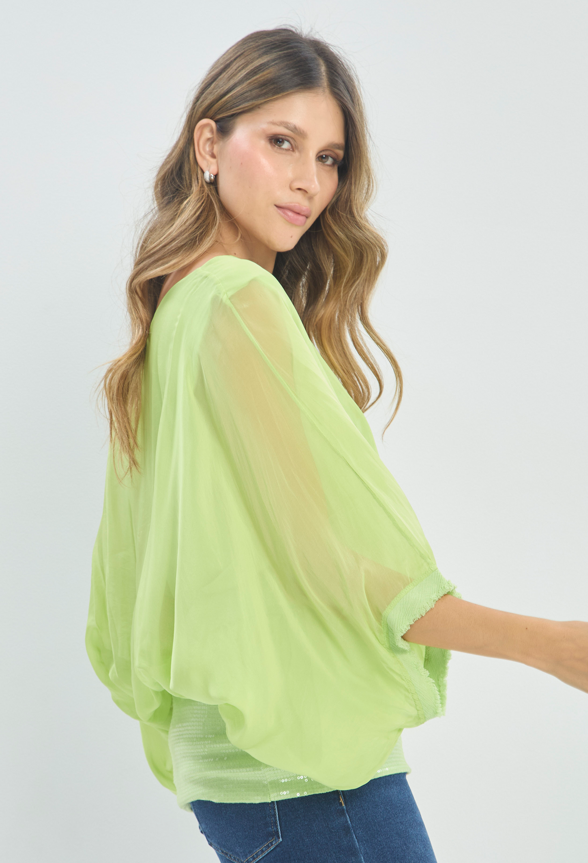 Blusa Manga 3/4 Verde Limón BYBLA - vista 3
