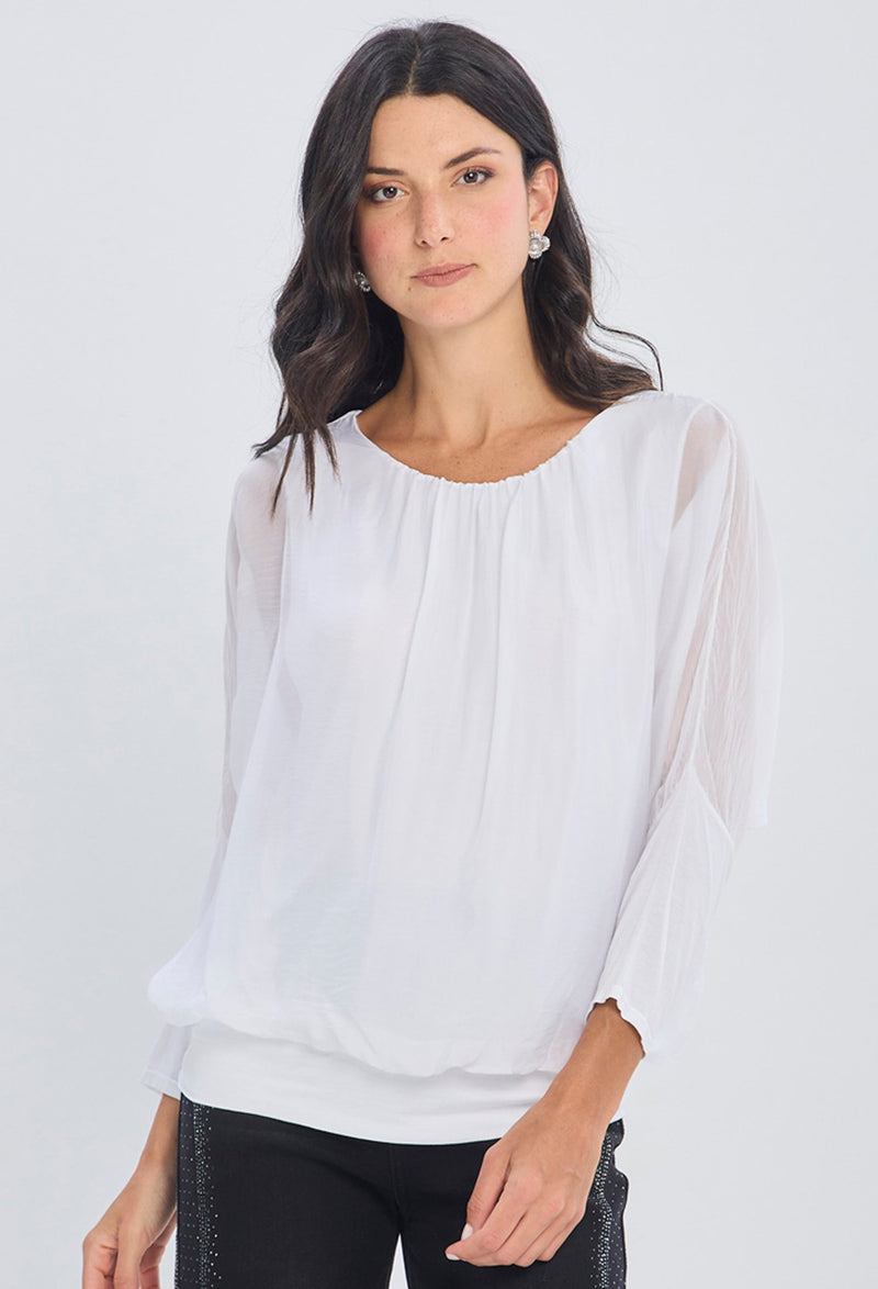 Blusa Drapeada Manga Caída NEW