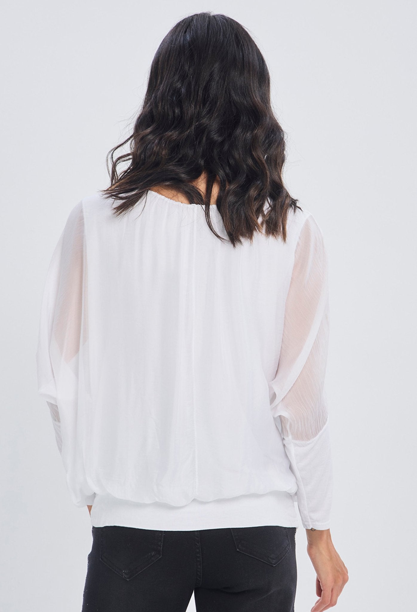 Blusa Drapeada Manga Caída - Foto 4