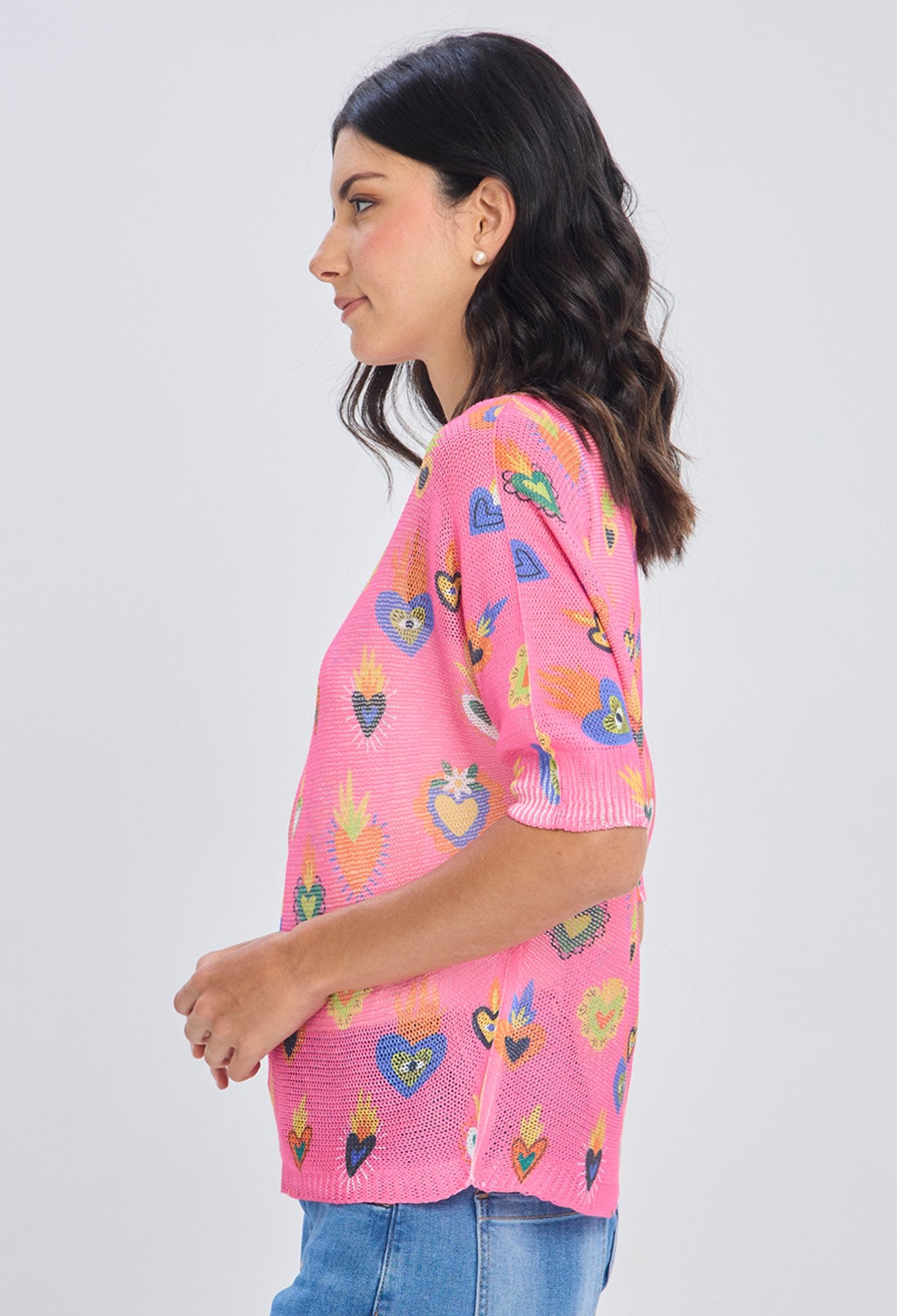 Blusa Tejida Estampado Corazones NEW