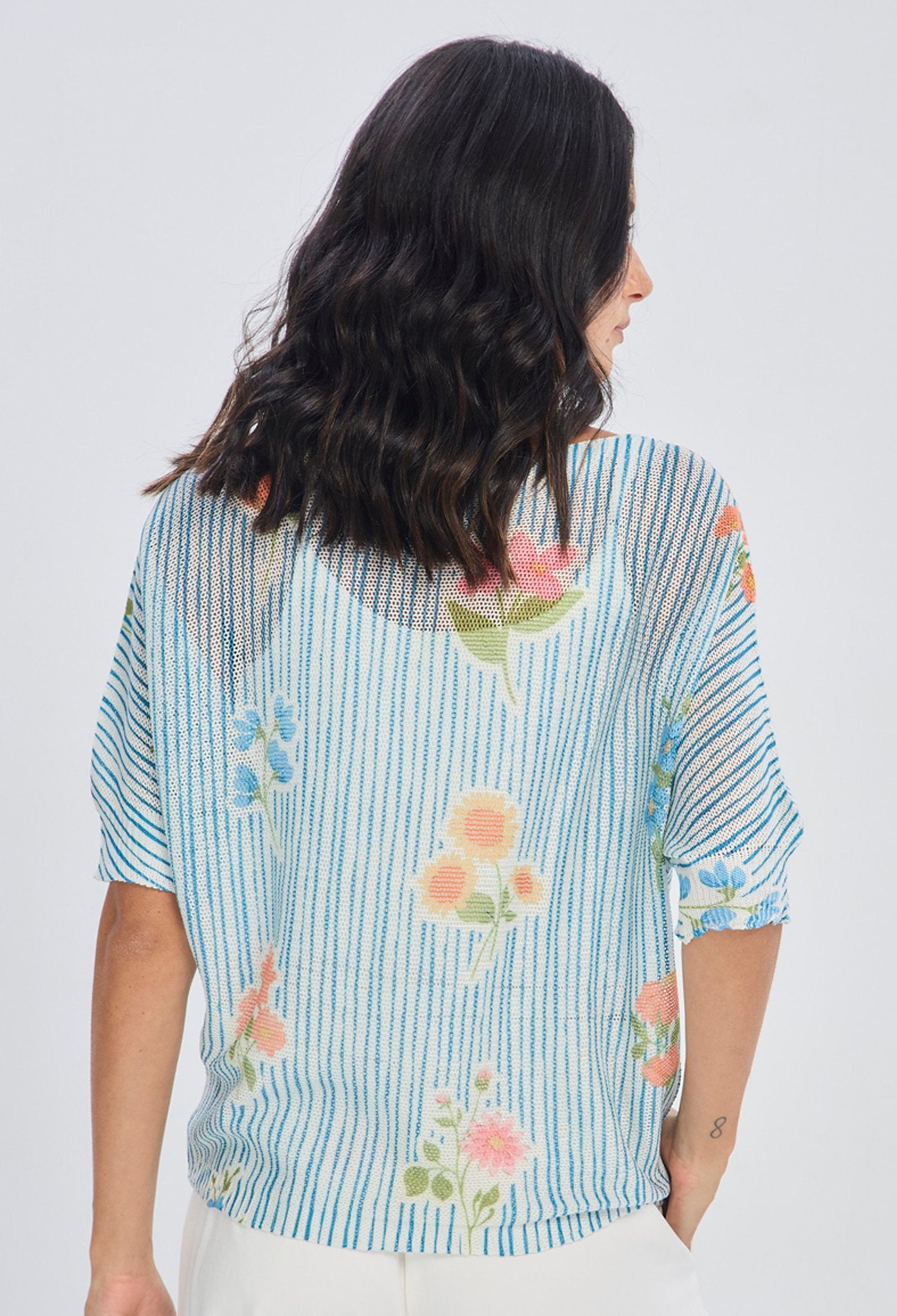 Blusa Tejida Rayas y Flores - Foto 2