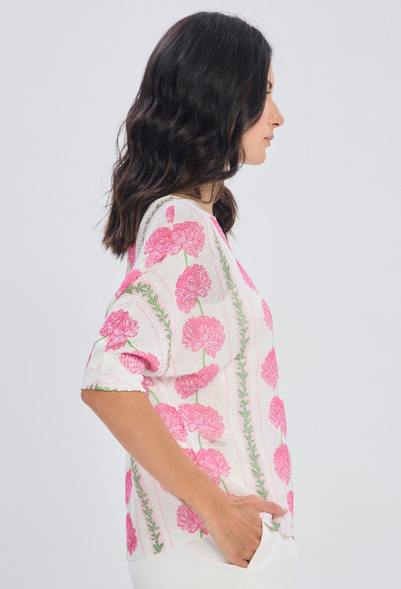 Blusa Tejida Estampado Claveles NEW
